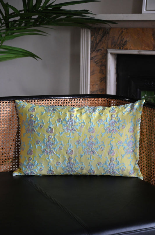 Lemon Yellow Filligree Rectangular Cushion