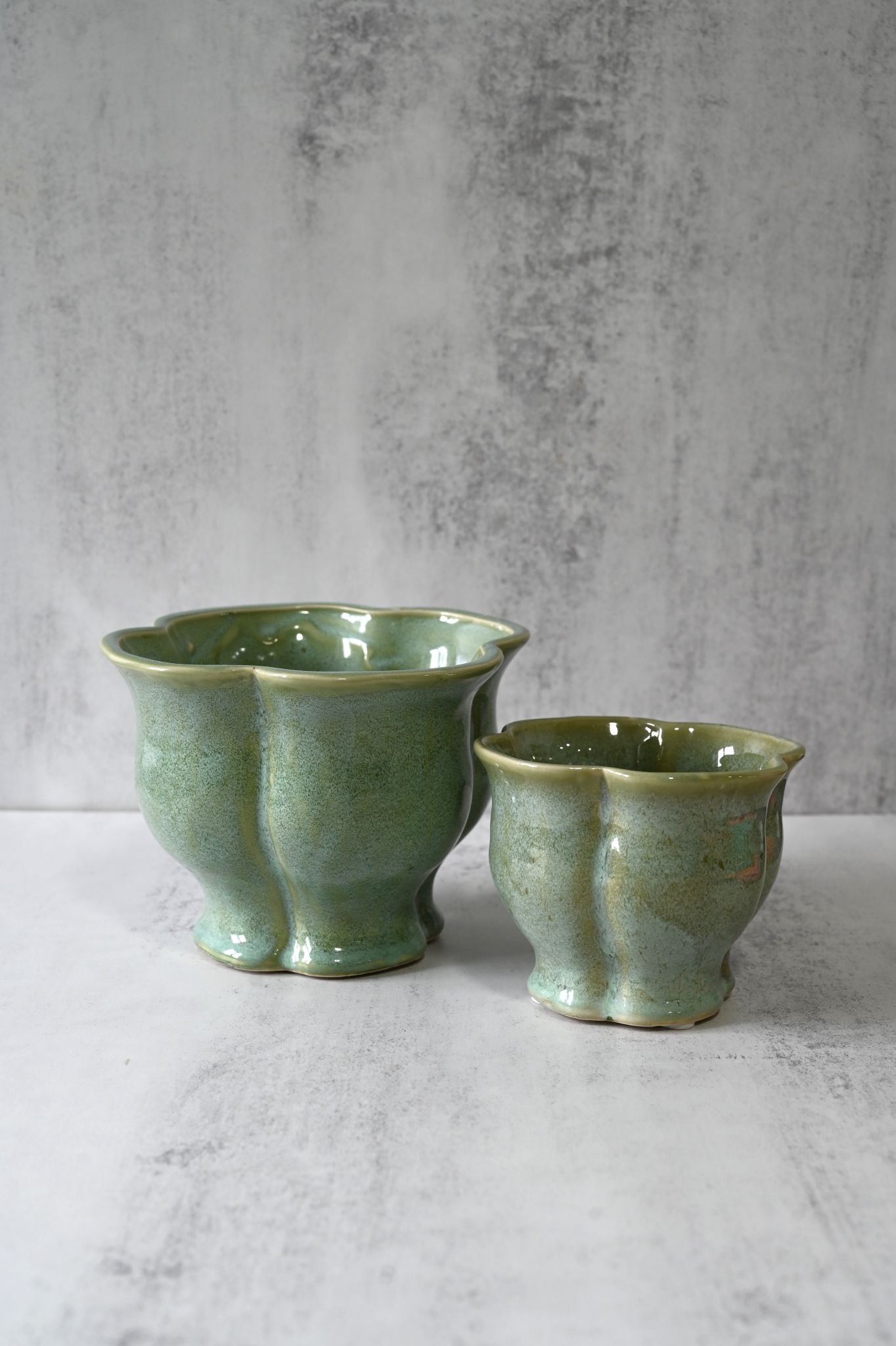 Small Green Ceramic Bell Plant Pot