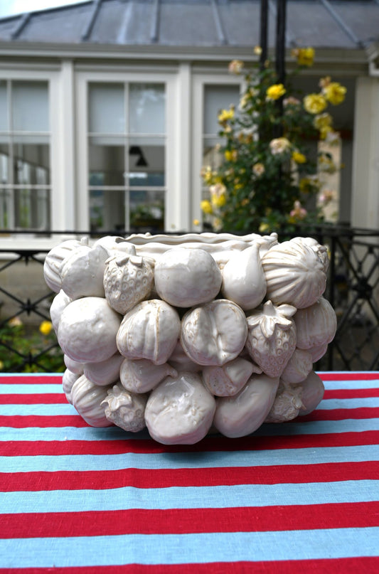 White Ceramic Italian Fruit Vase