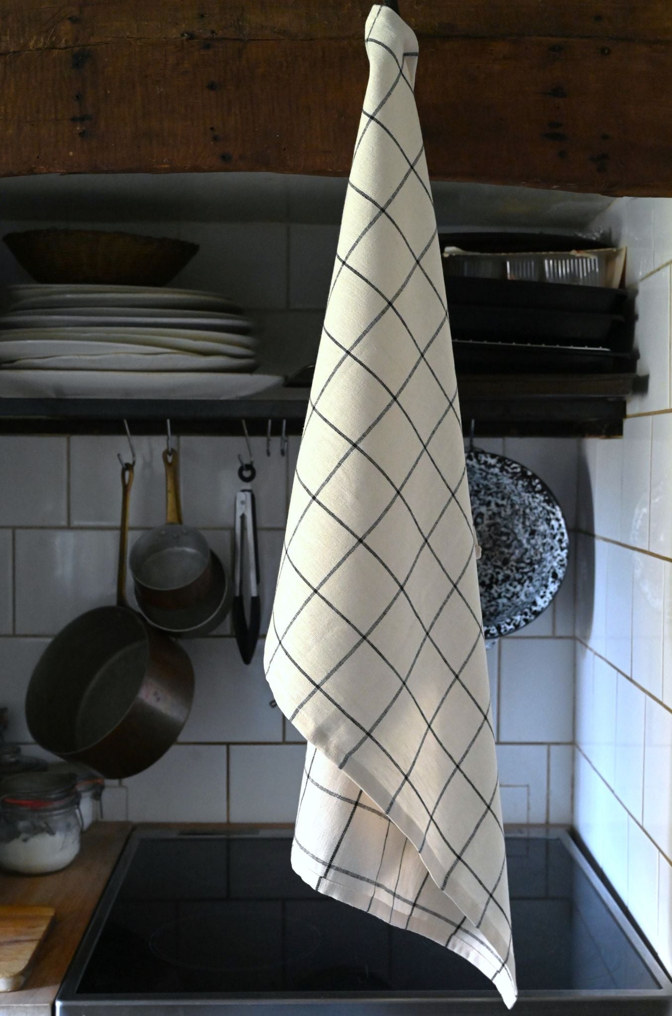 French Check Linen Blend Tea Towels