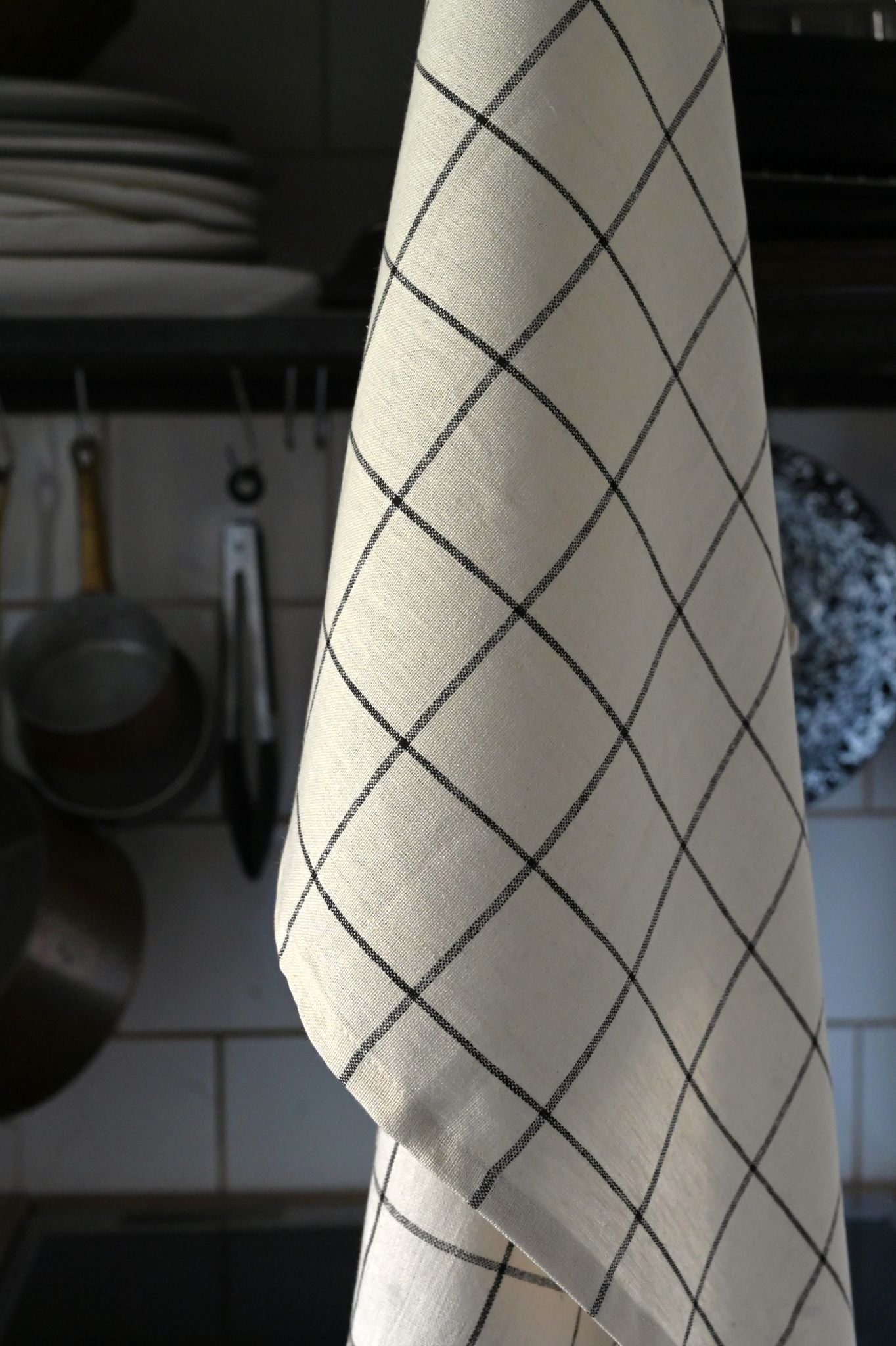 French Check Linen Blend Tea Towels