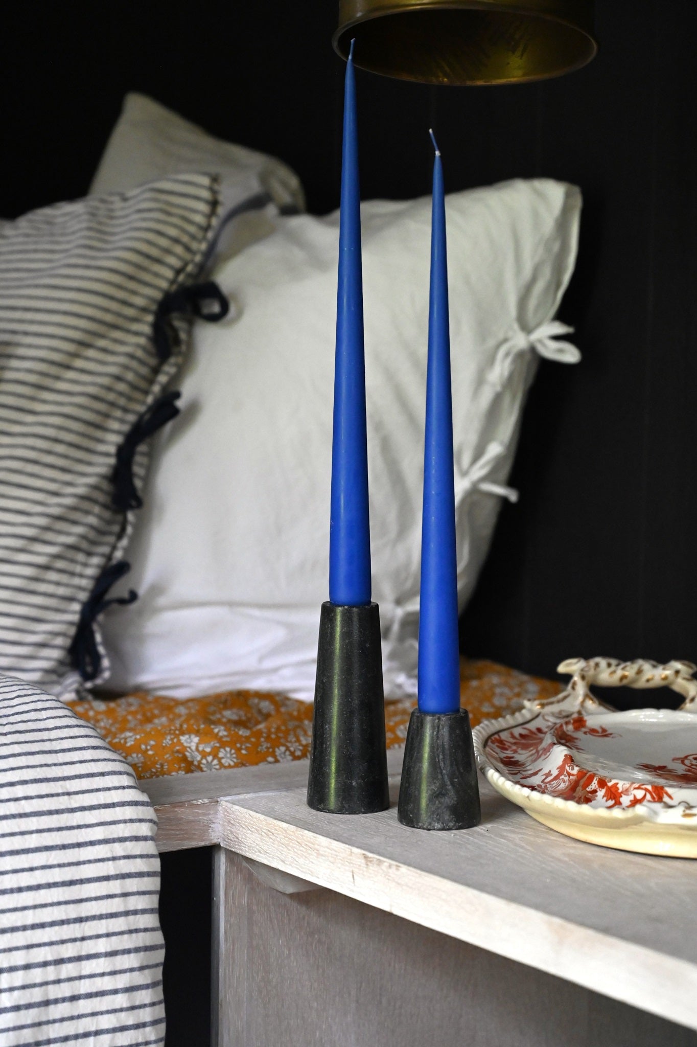 Black Marble Conical Candle Holders