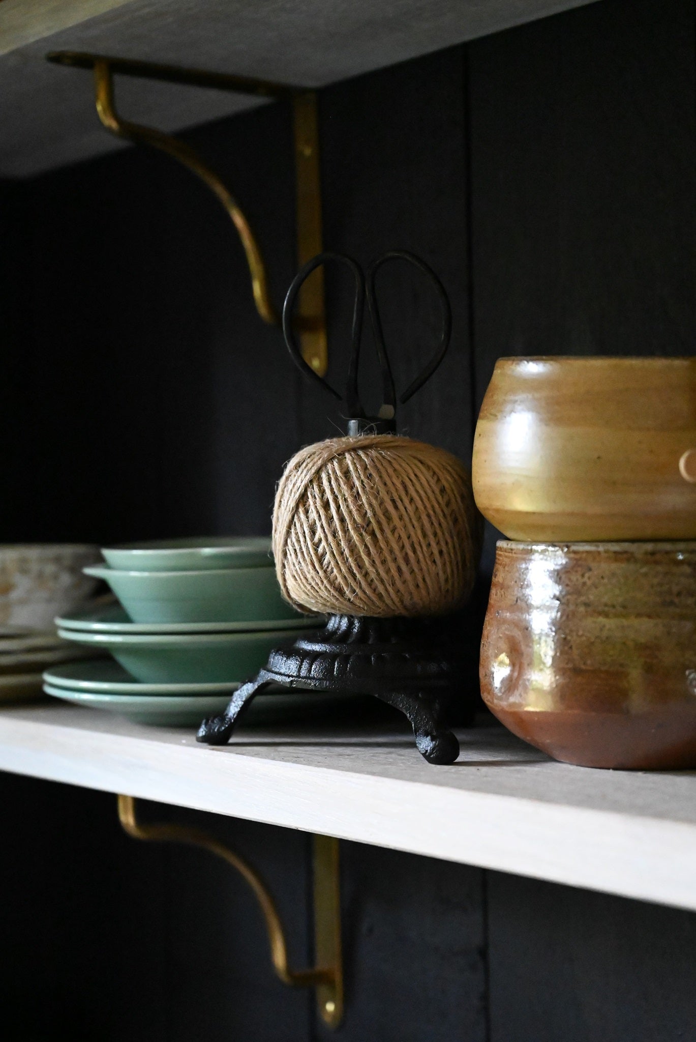 Cast Iron Twine Holder with Scissors