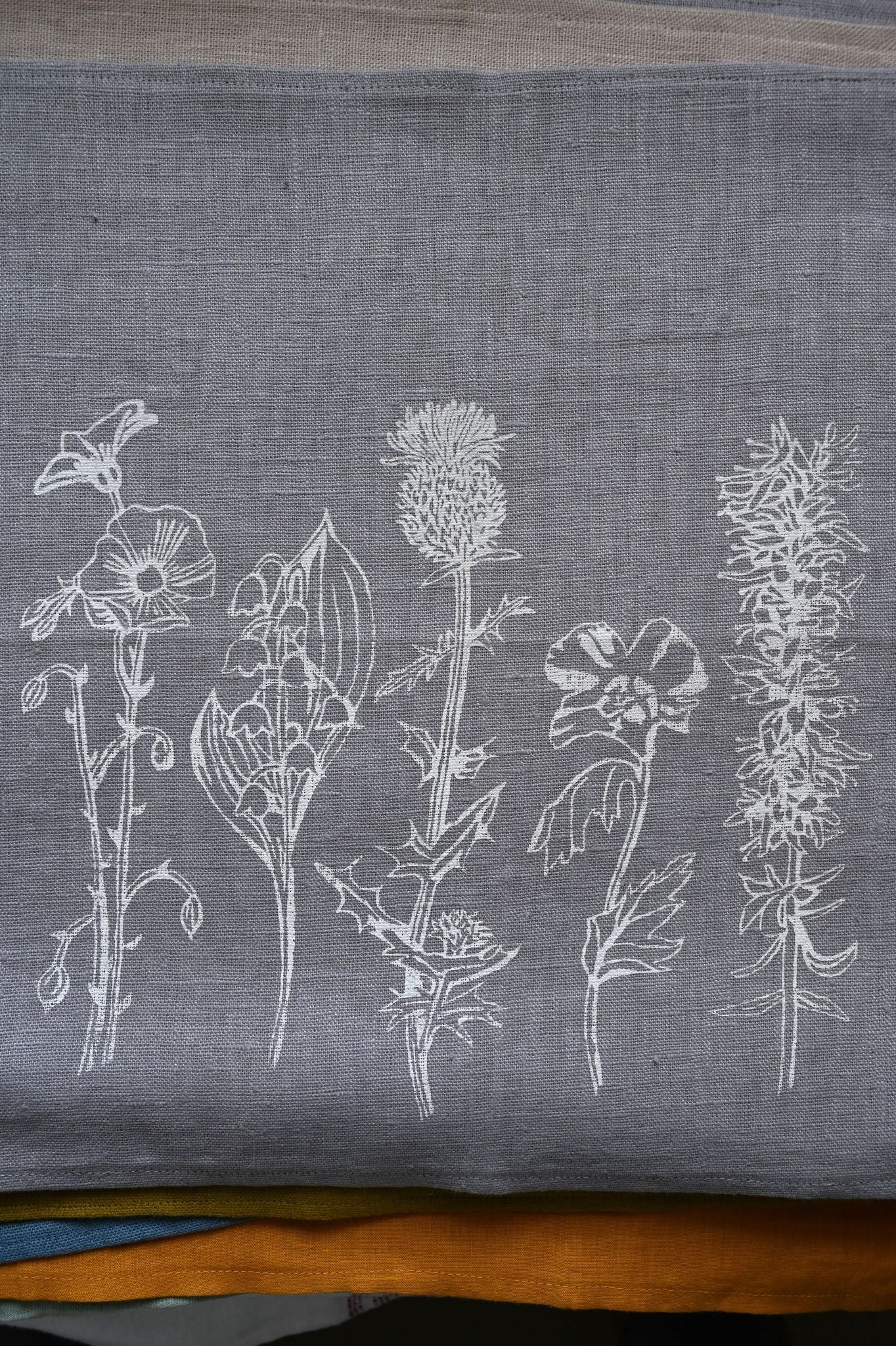 Kate Westcott Flowers Linen Napkin in Lilac Grey