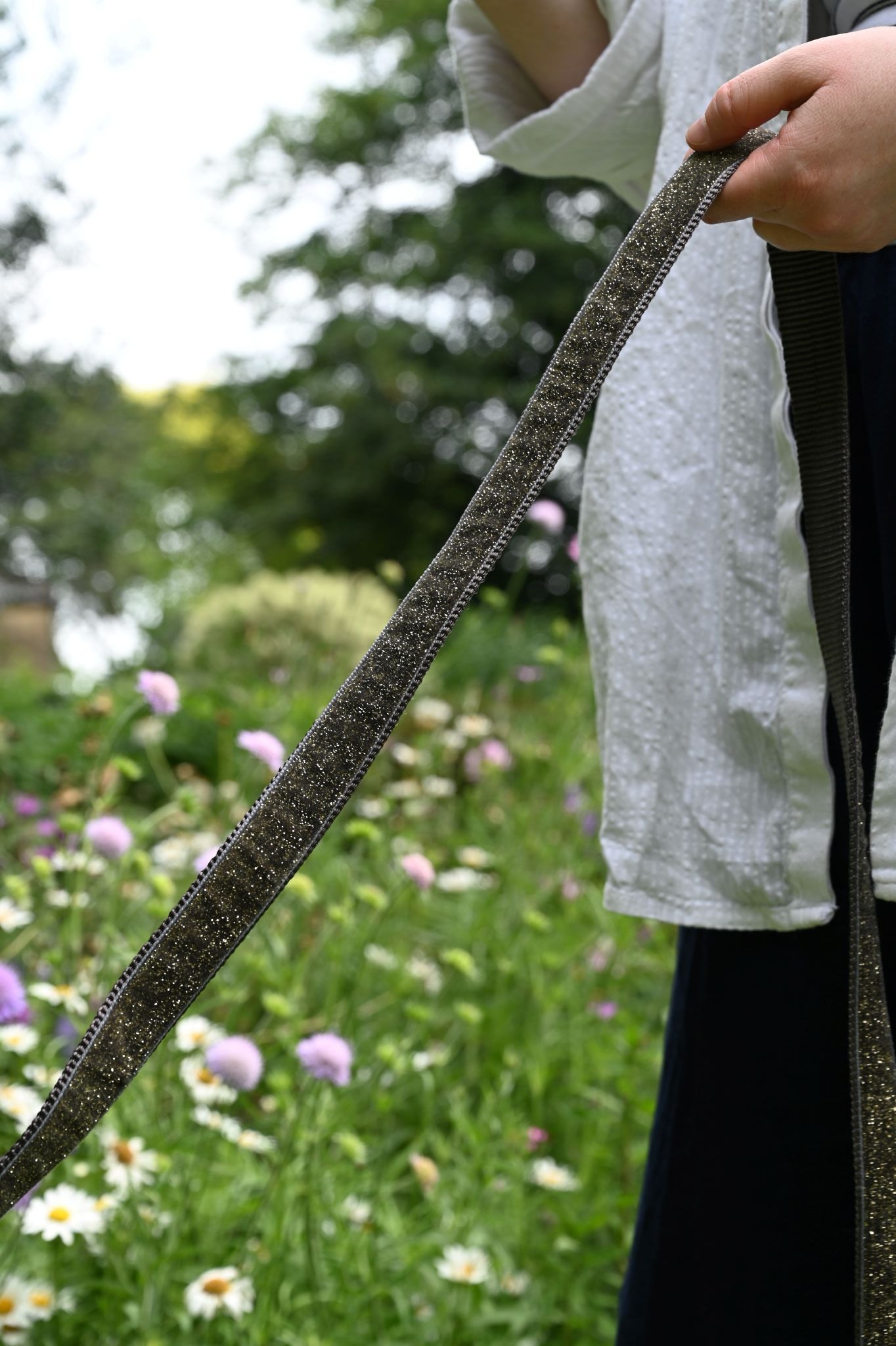 Grey Glitter Velvet Dog Lead