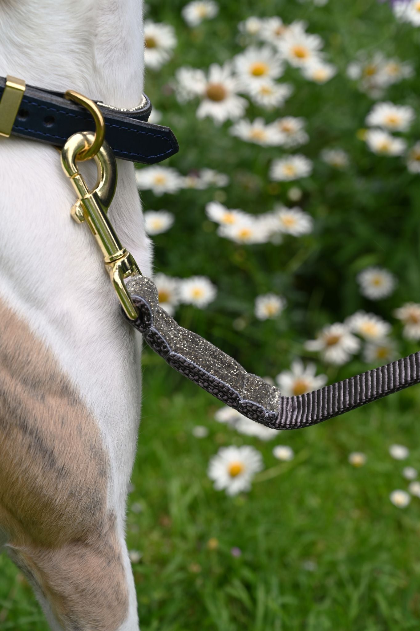 Grey Glitter Velvet Dog Lead