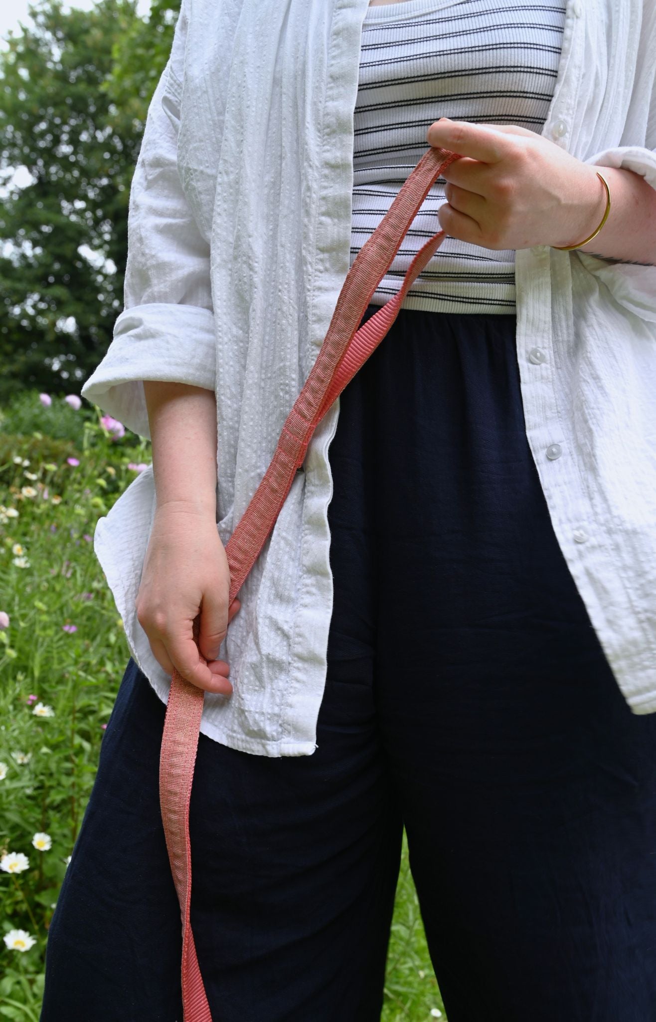 Strawberry Pink Tinsel Cotton Dog Lead