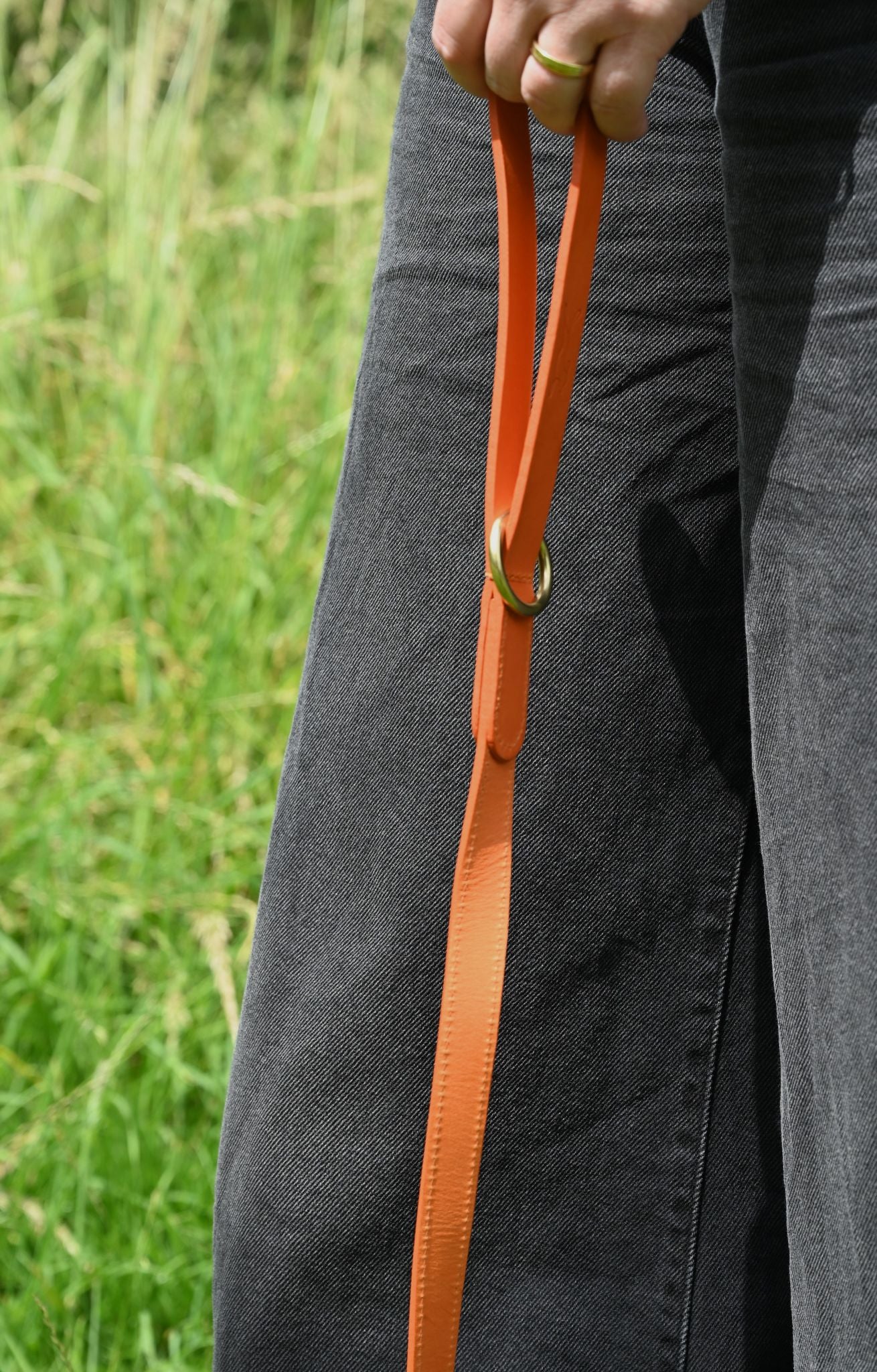 Traffic Cone Orange Lish Leather Dog Lead