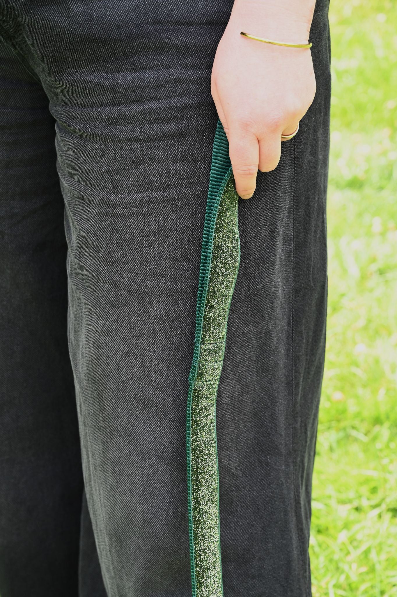 Ivy Green Glitter Velvet Dog Lead