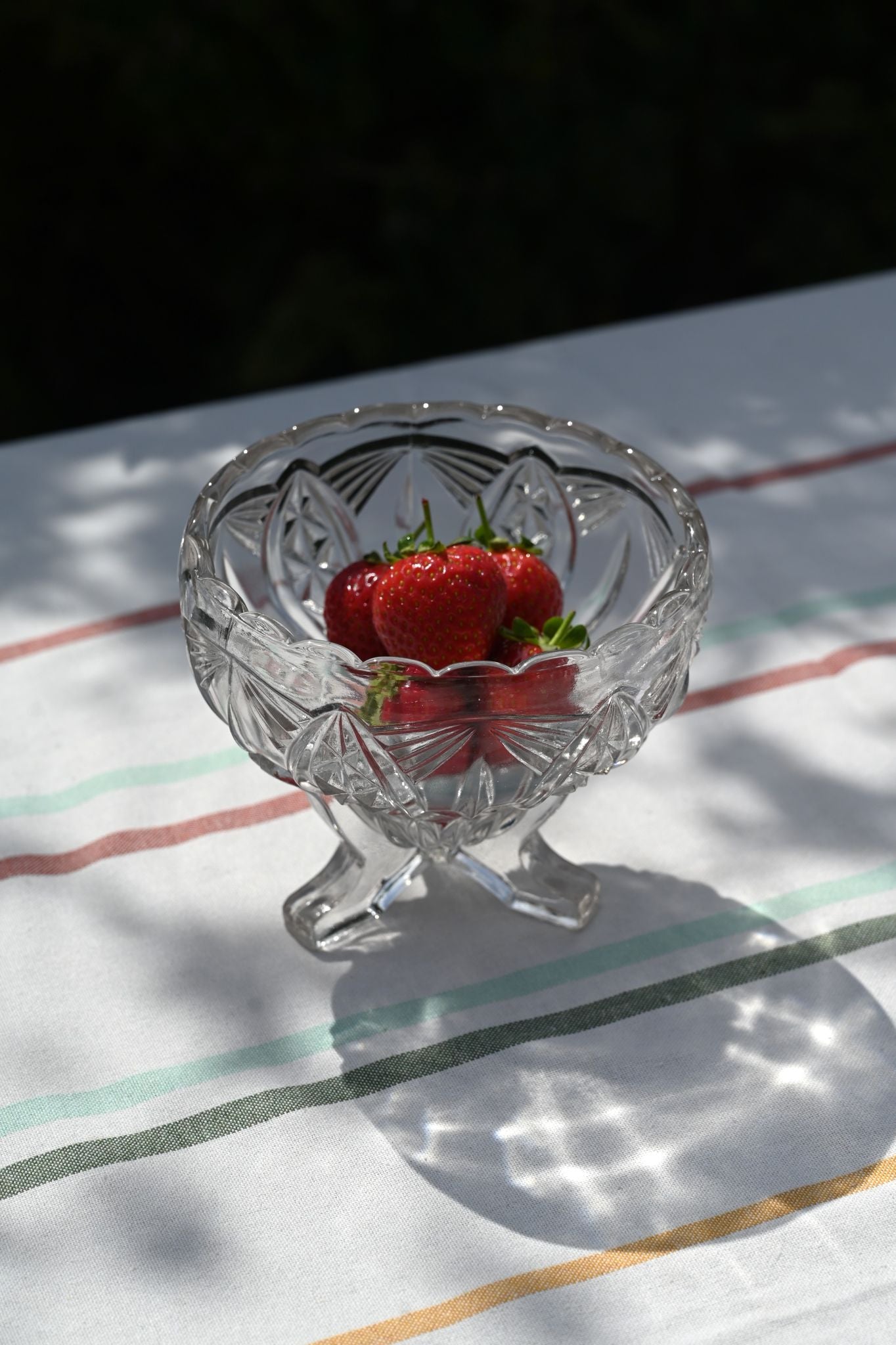 Vintage Clear Pressed Glass Footed Sweetie Bowl