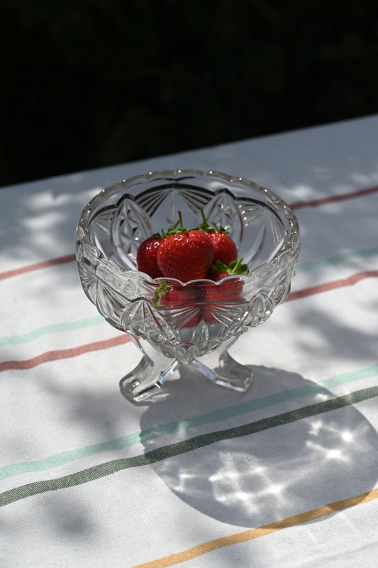 Vintage Clear Pressed Glass Footed Sweetie Bowl