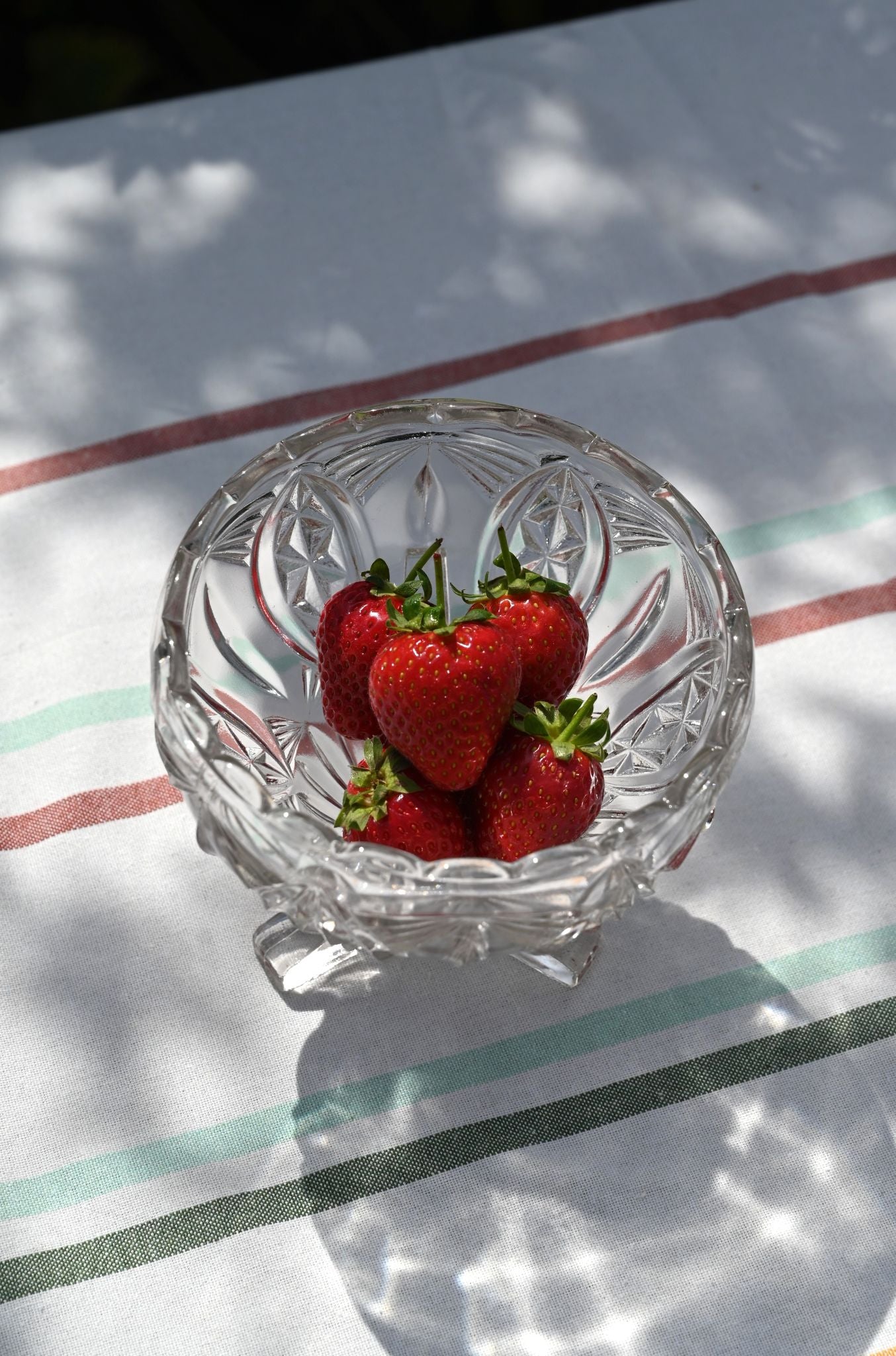 Vintage Clear Pressed Glass Footed Sweetie Bowl