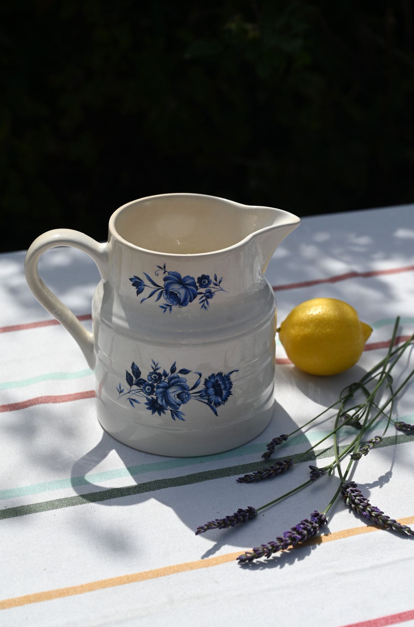 Vintage Blue Floral Porcelain Jug