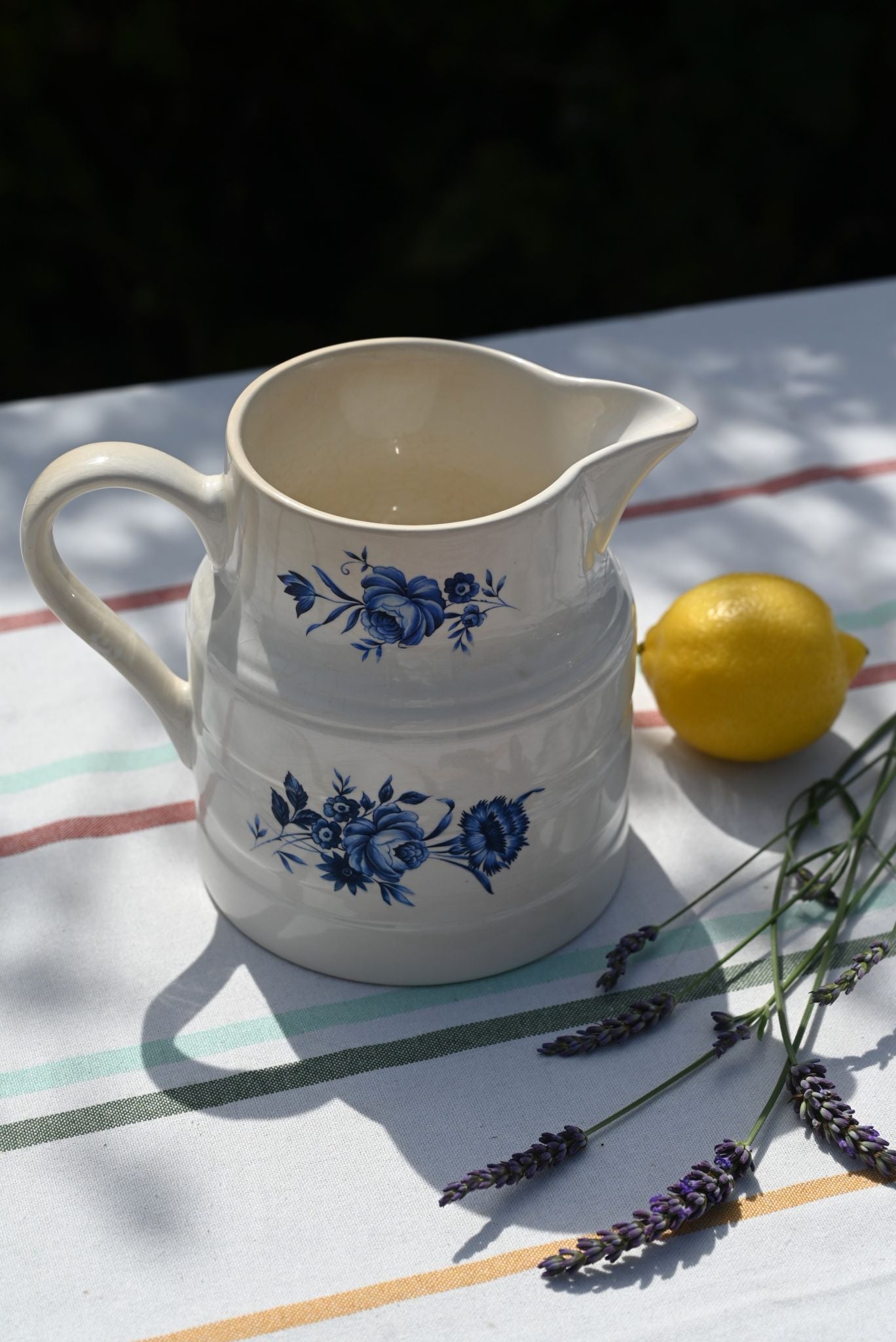 Vintage Blue Floral Porcelain Jug