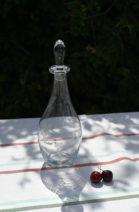 Vintage Clear Glass Stopper Bottle