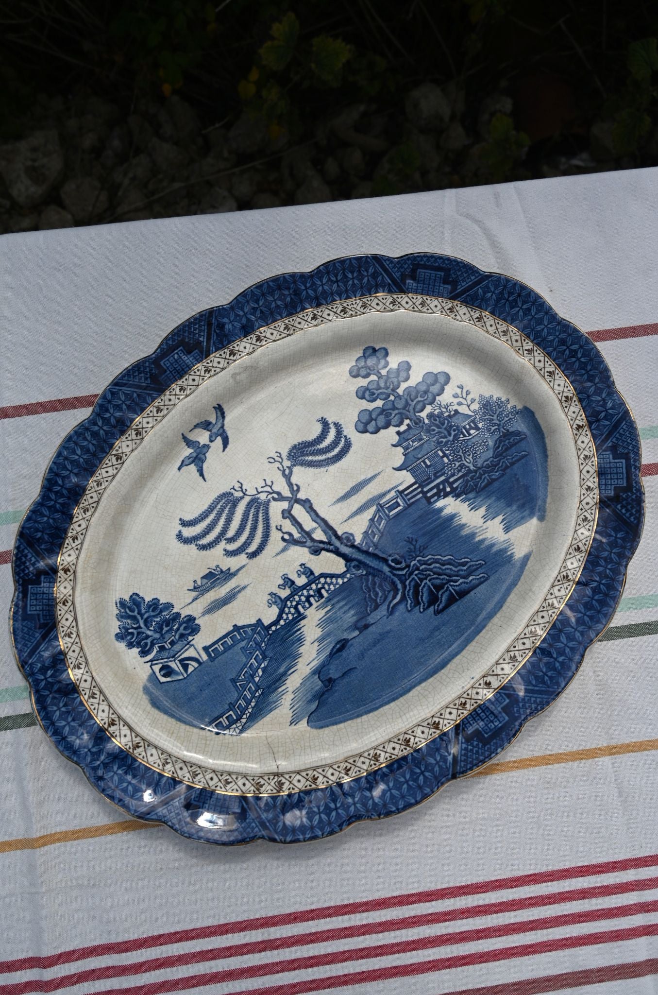 Extra large chinese blue serving platter