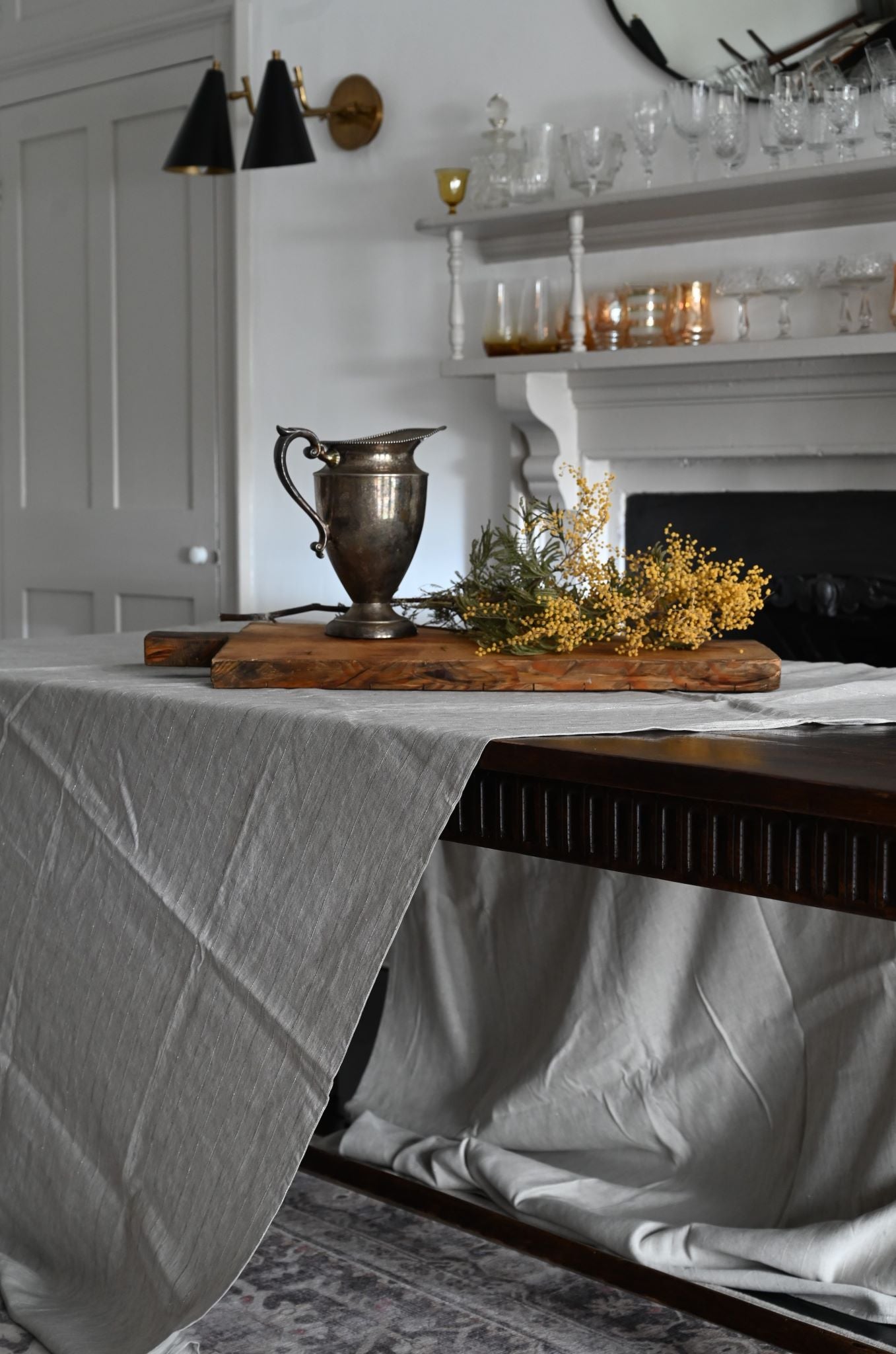 Pinstripe Metallic Table Linen Collection