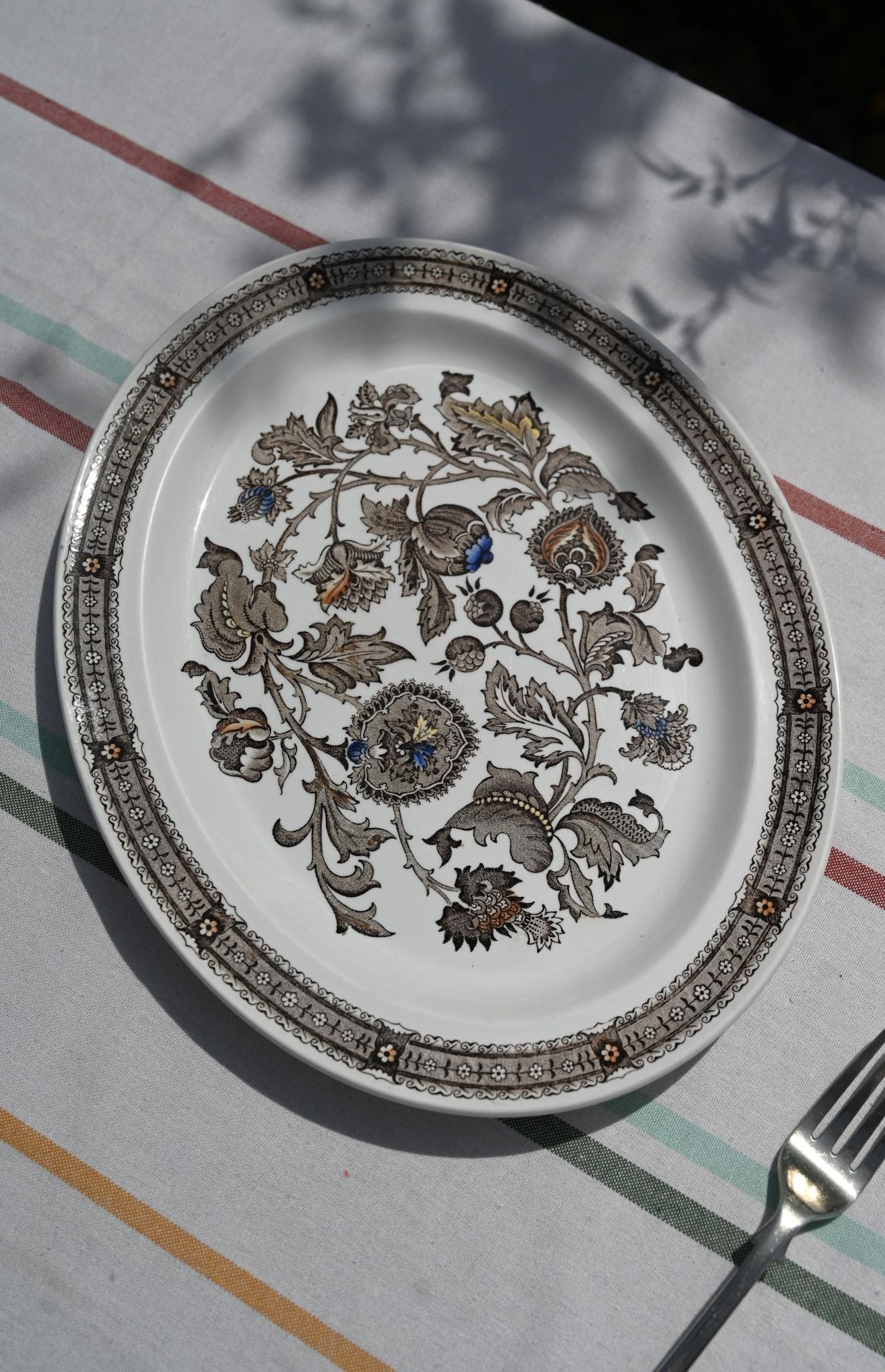 Vintage Staffordshire Jacobean Floral Platter