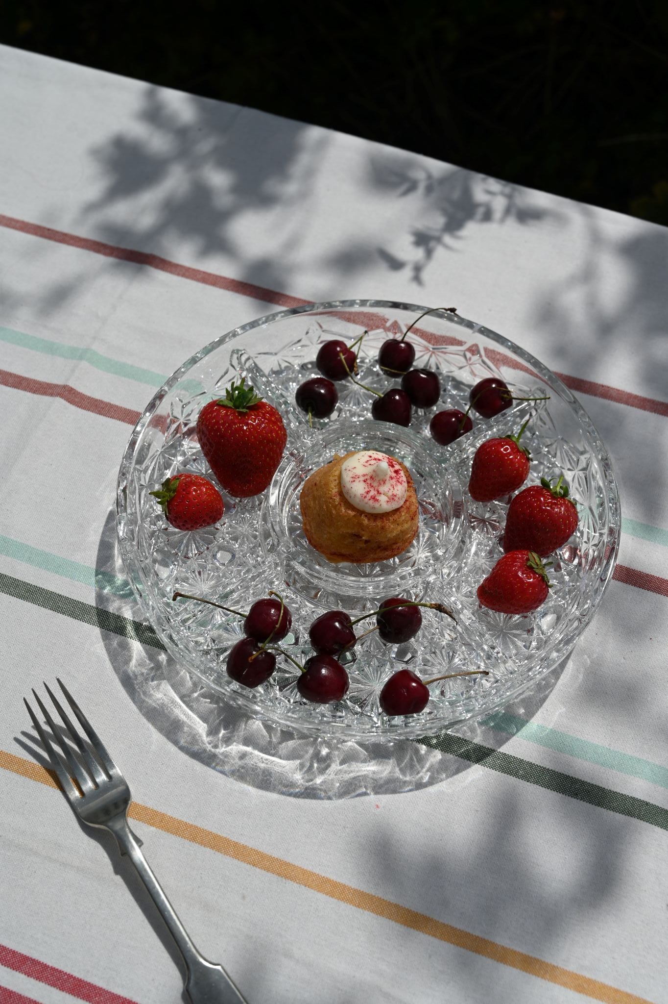 Vintage Clear Cut Glass Nibbles Dish