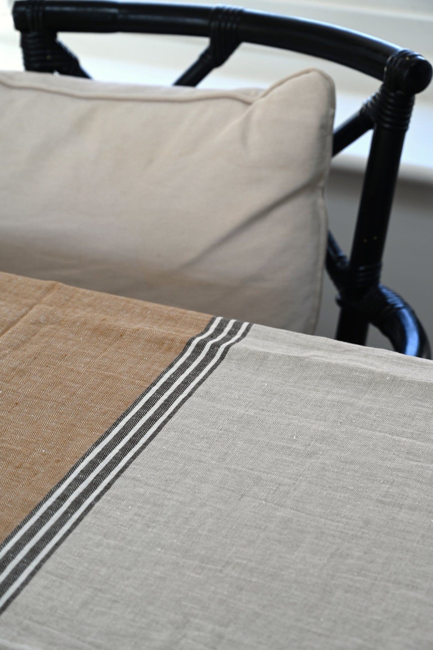 Mustard Stripe Linen Tablecloth