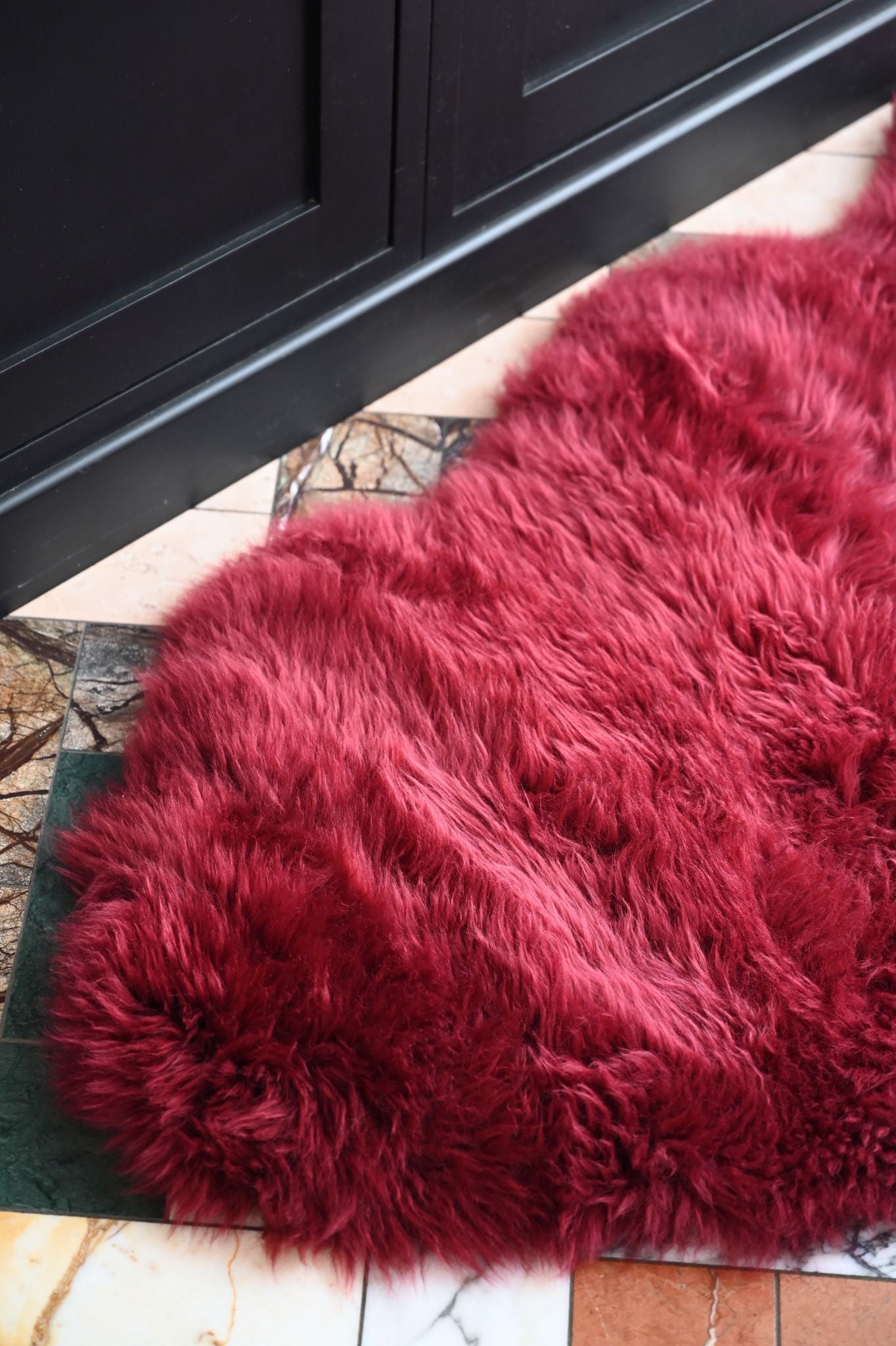 Burgundy Long Wool Single Sheepskin