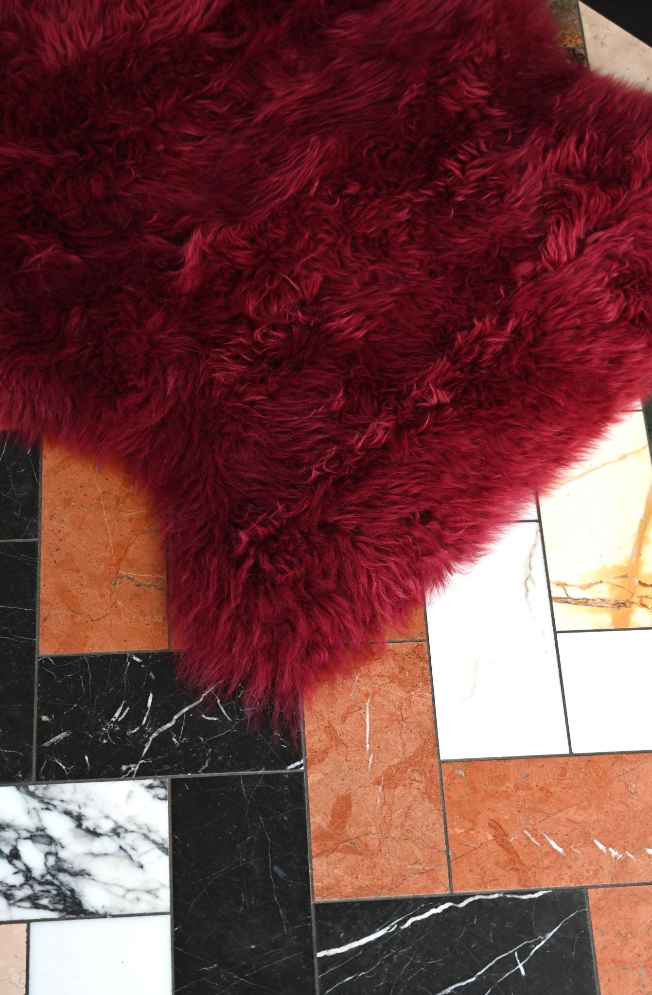 Burgundy Long Wool Single Sheepskin