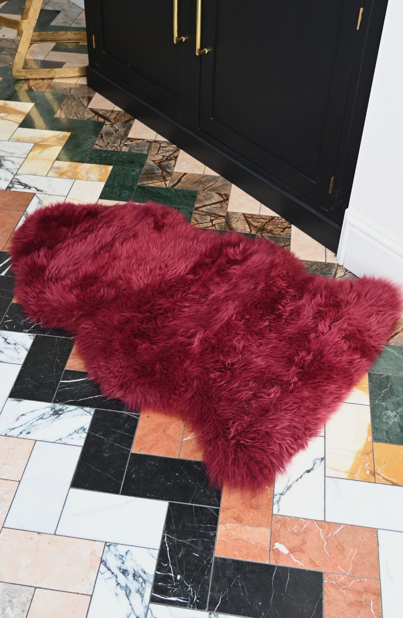 Burgundy Long Wool Single Sheepskin