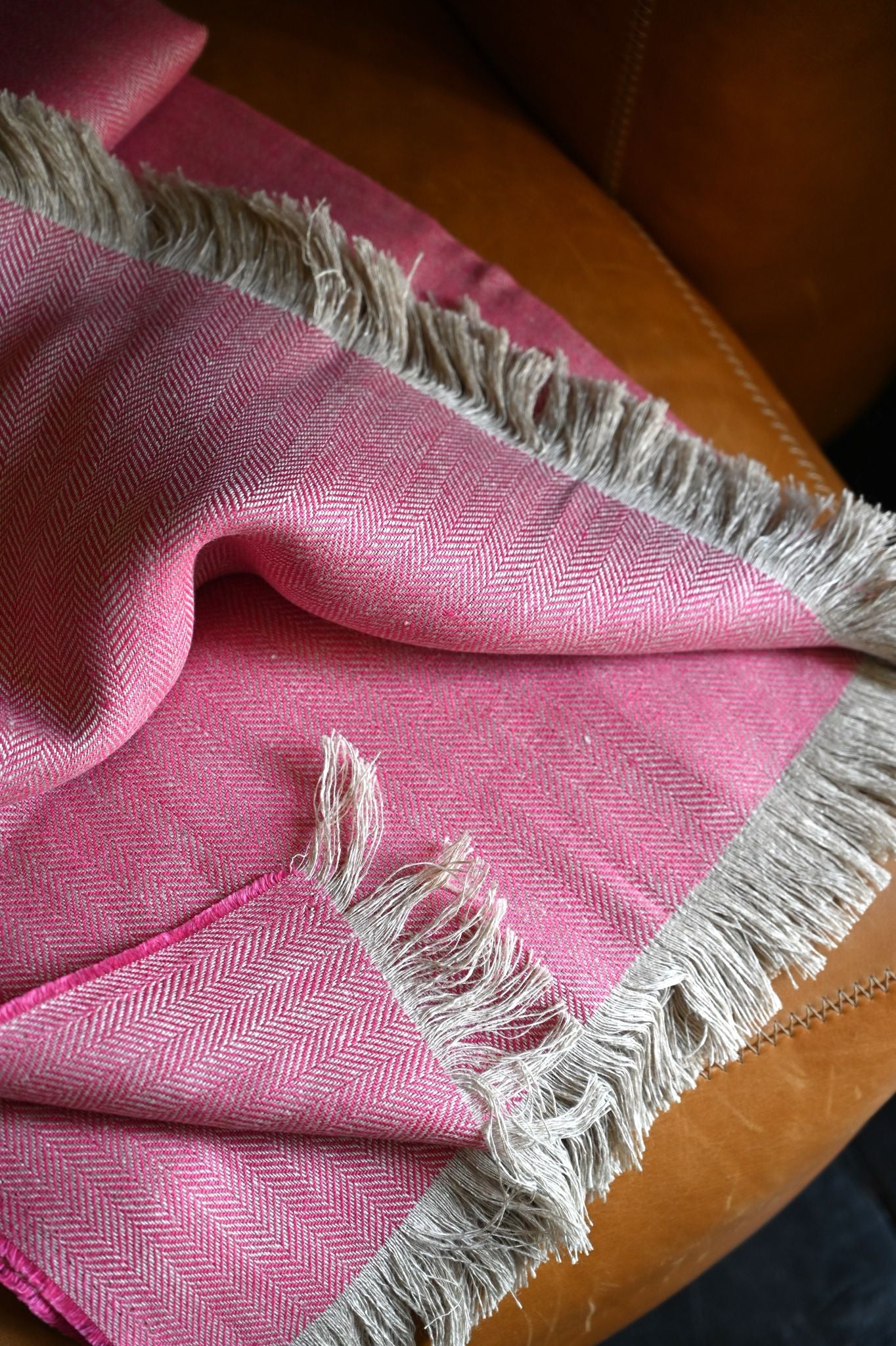 Wildflower Pink Pure Irish Linen Blanket
