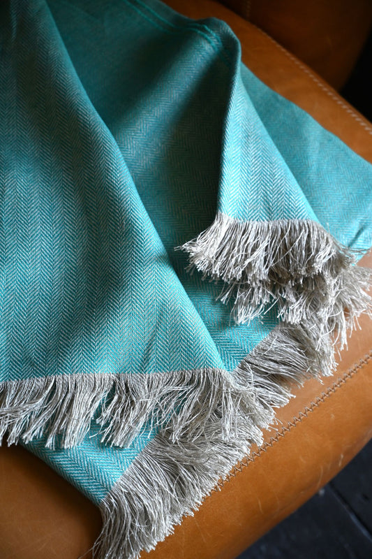 Sky Blue Pure Irish Linen Throw
