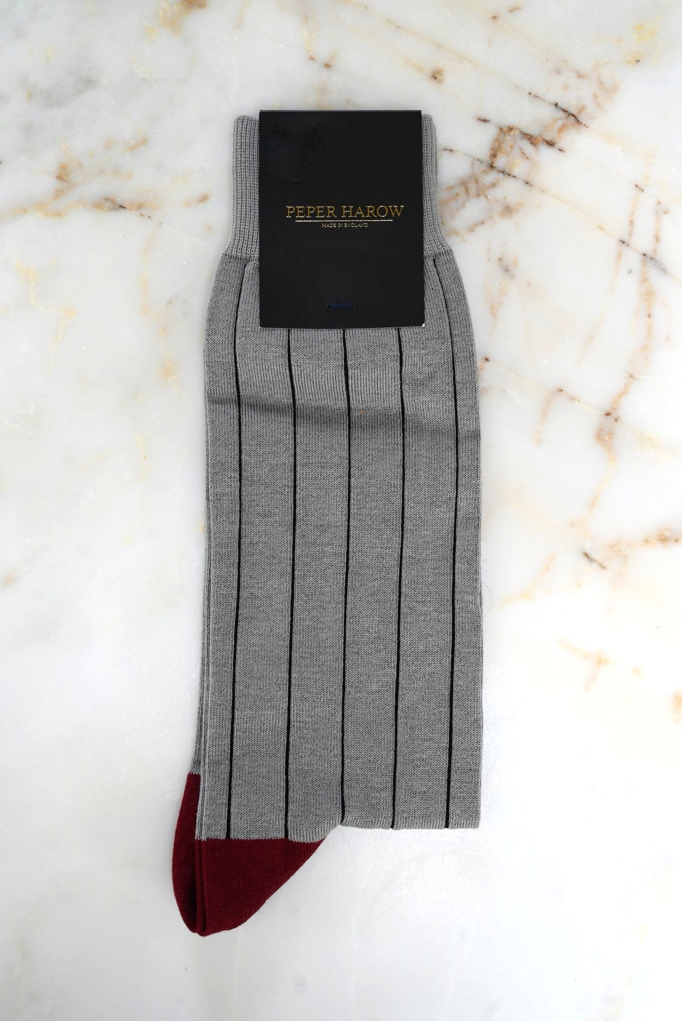 Grey Stripe Peper Harow Mens Socks