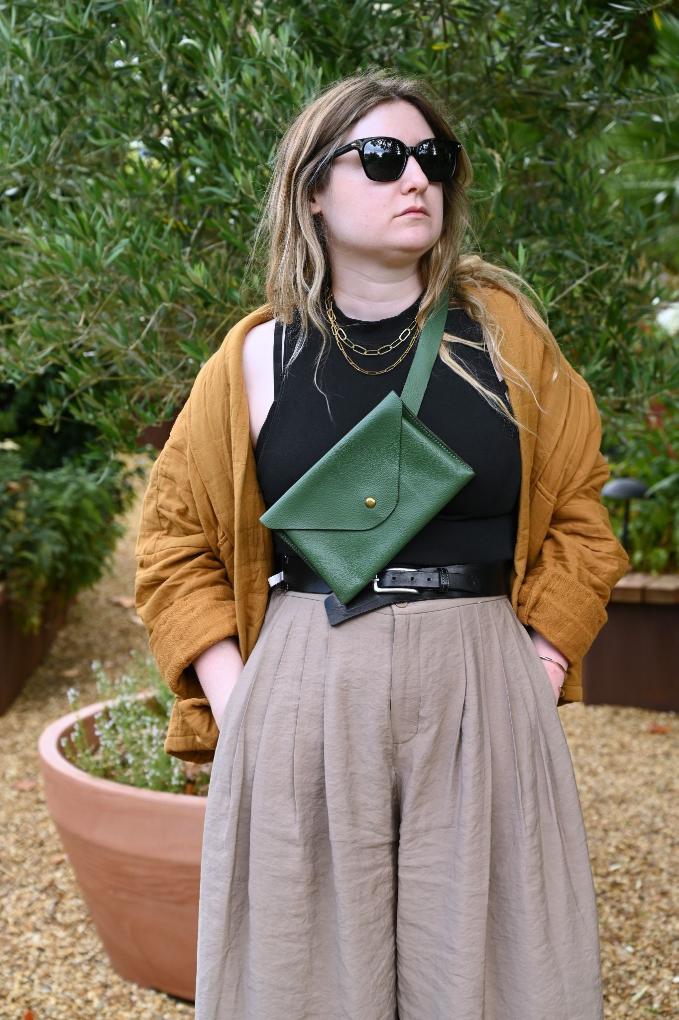 Betty Green Leather Belt Bag