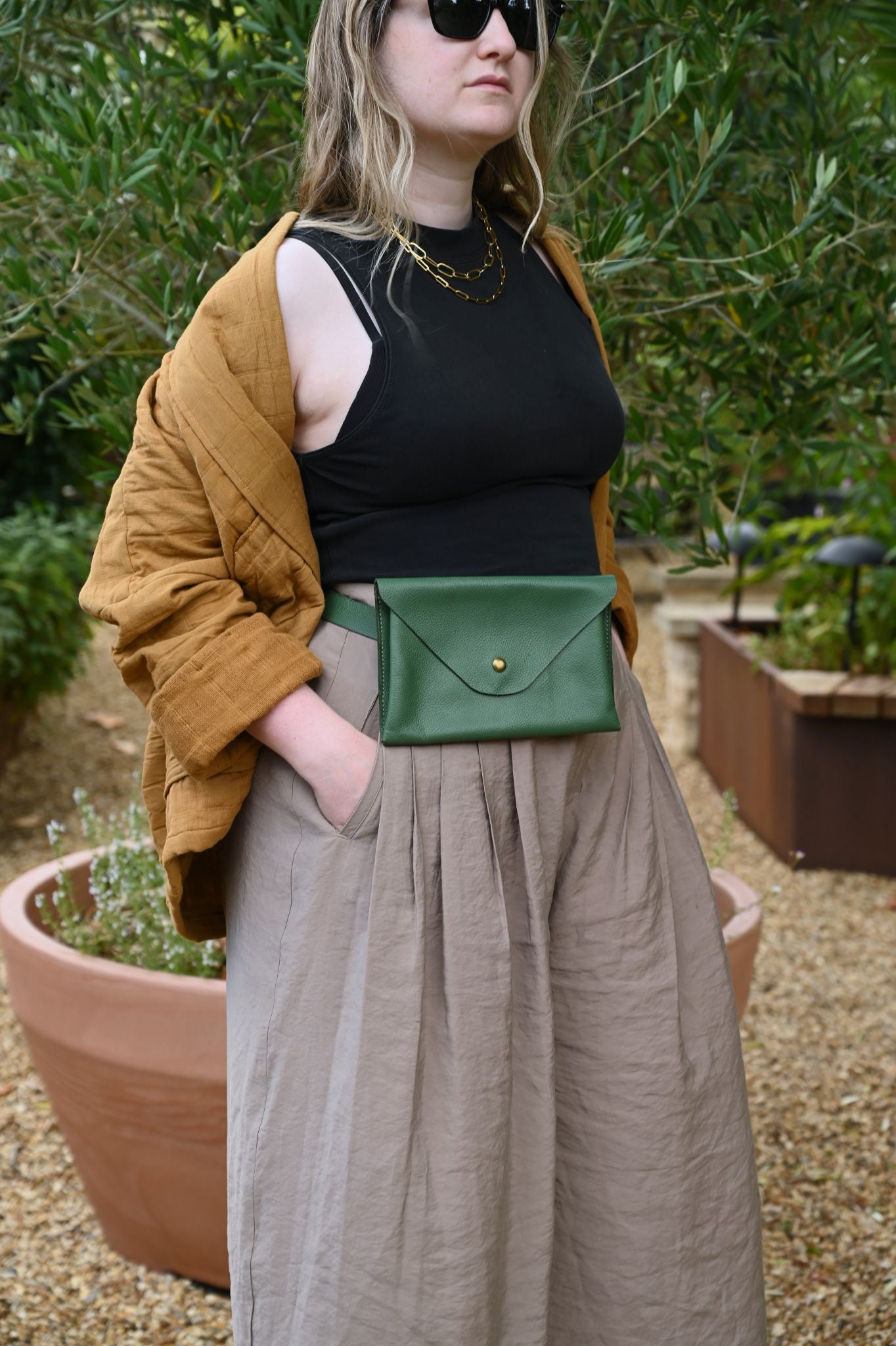 Betty Green Leather Belt Bag