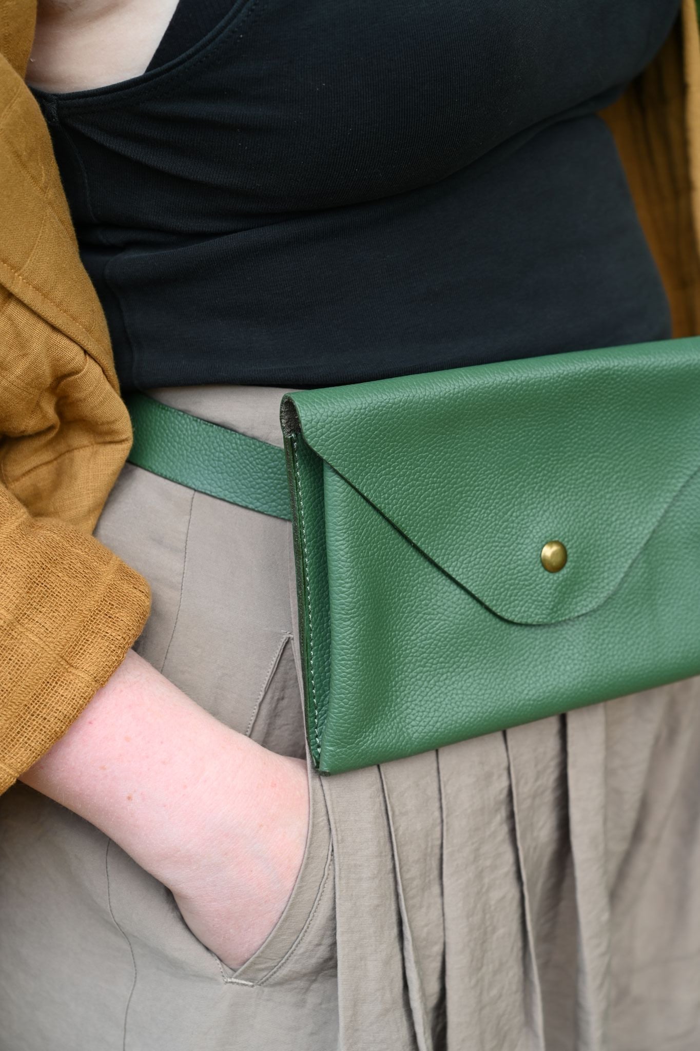 Betty Green Leather Belt Bag
