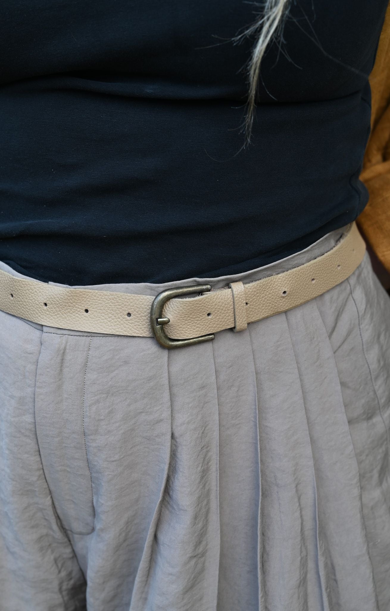 Sac ceinture en cuir beige Betty