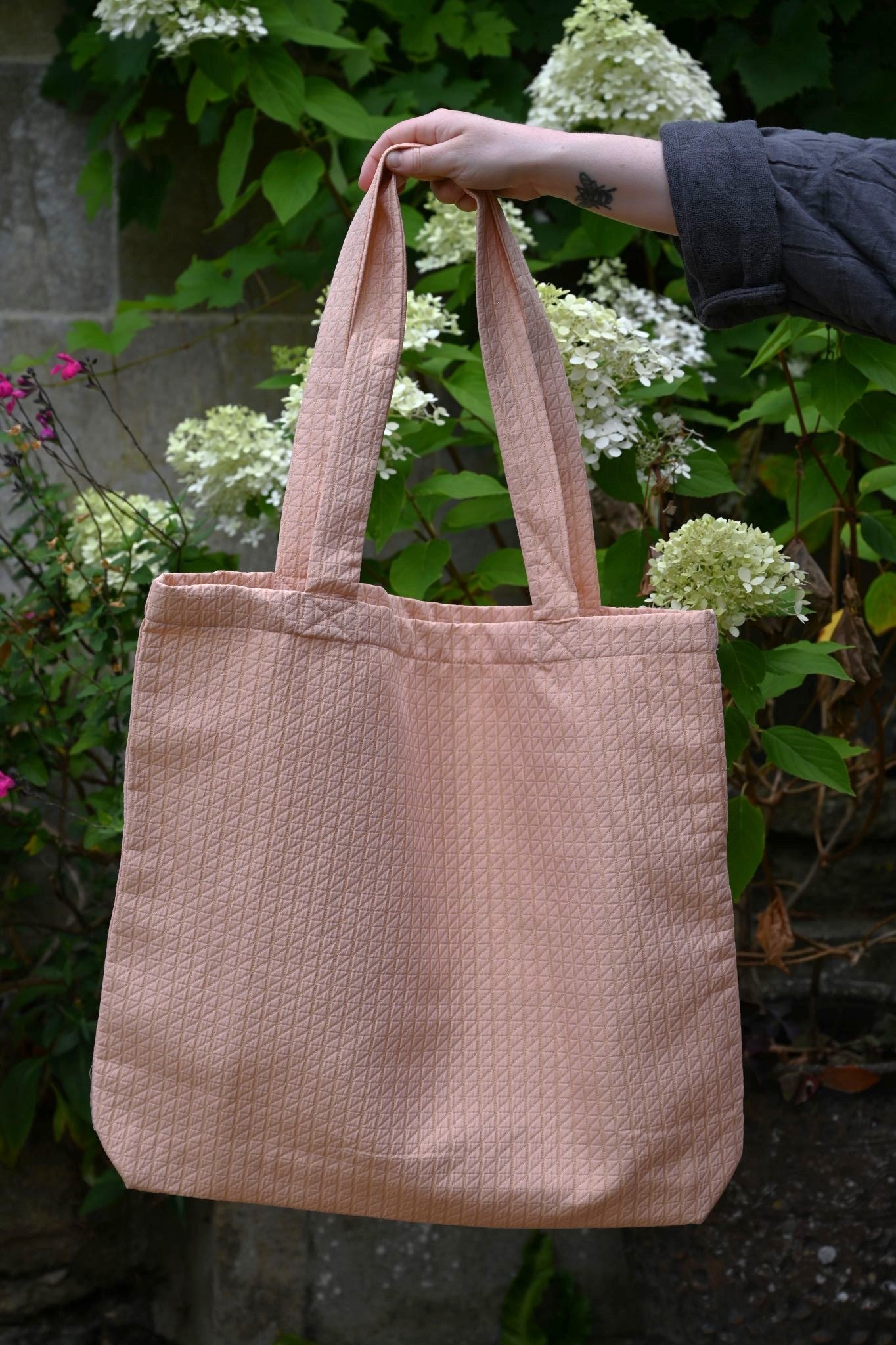 Pink Ditsy Triangle Tote Bag