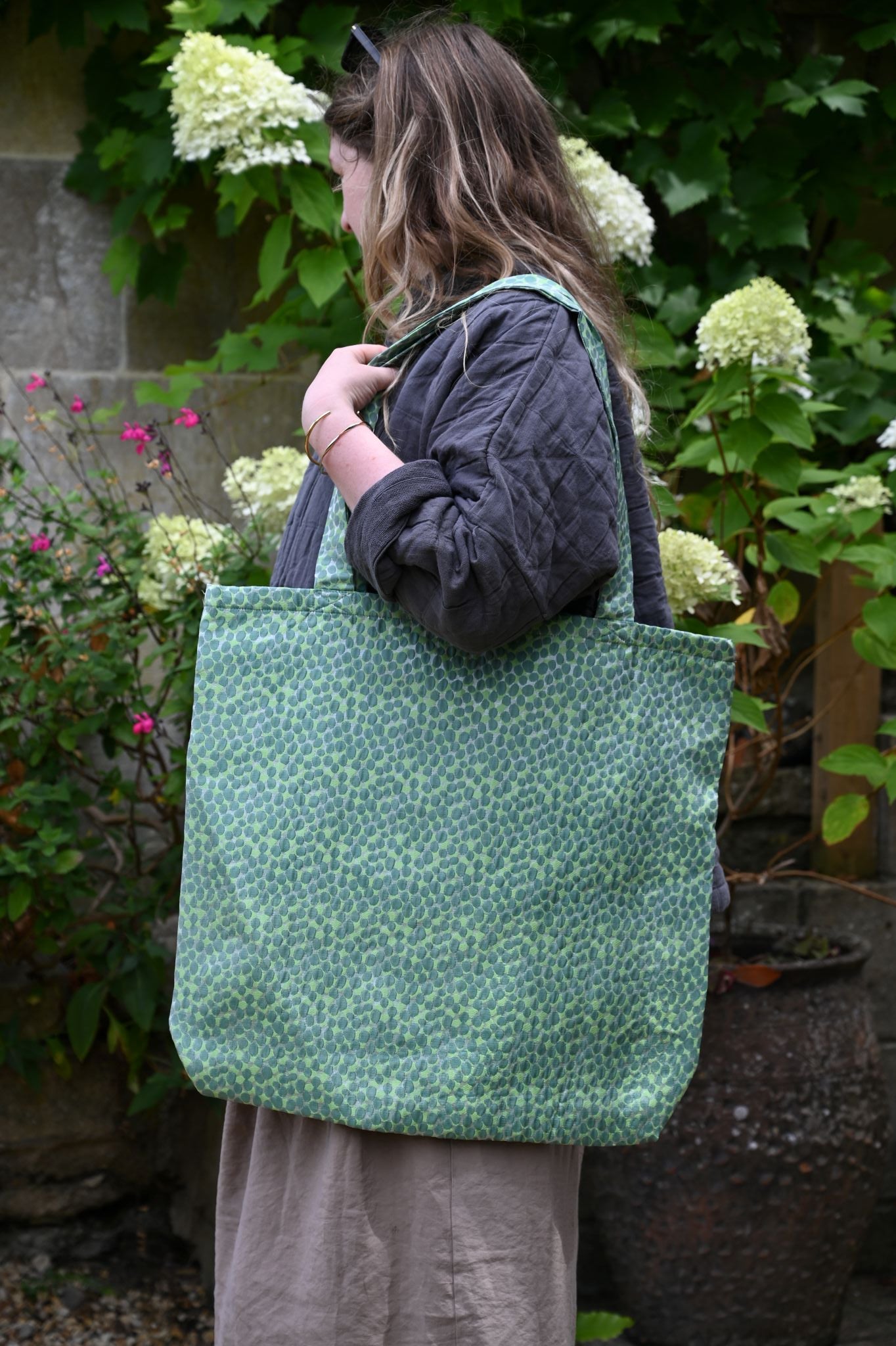 Green Dotted Tote Bag