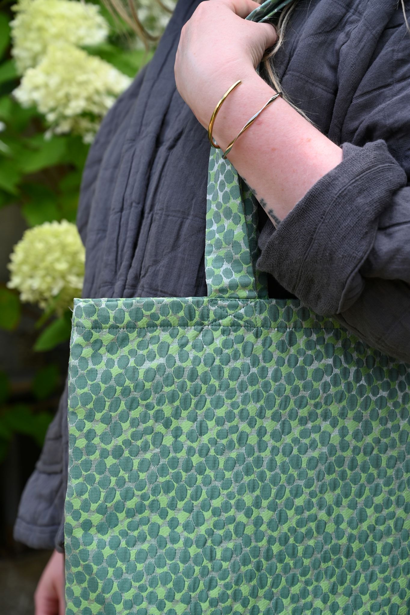 Green Dotted Tote Bag