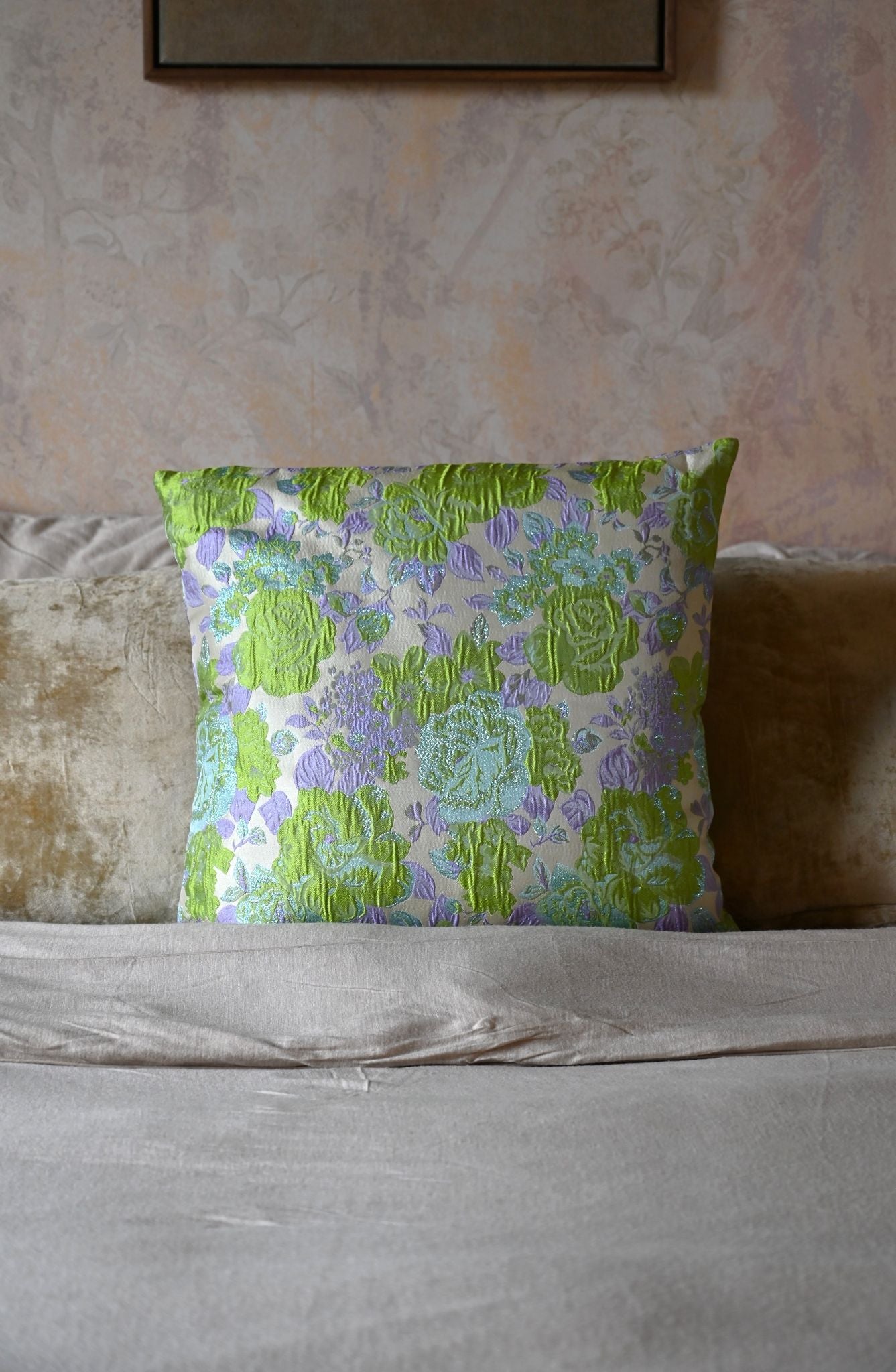Green and Purple Peony Cushion Collection