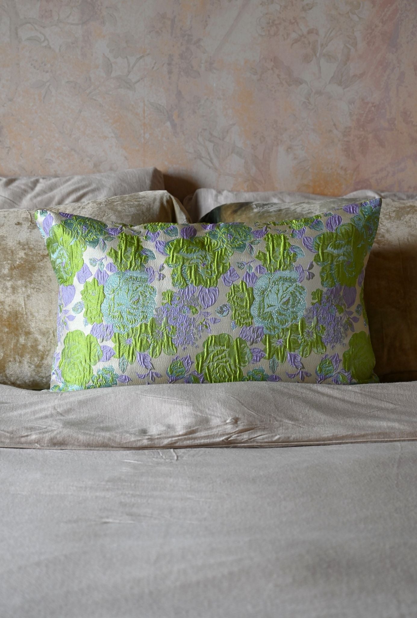 Green and Purple Peony Cushion Collection