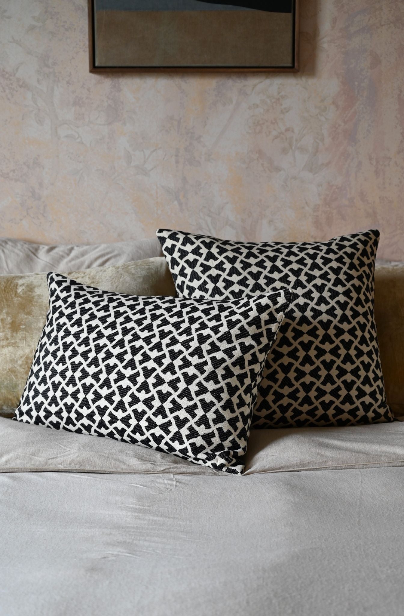 Black and White Wishbone Cushion Collection