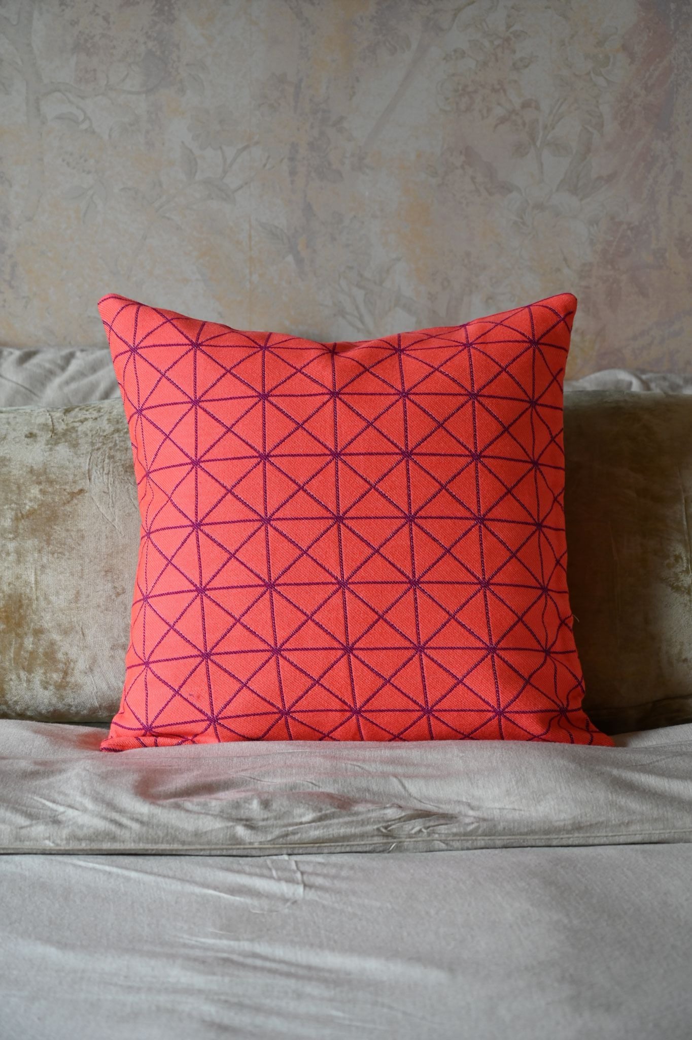 Electric Pink Geometric Triangle Cushion Collection