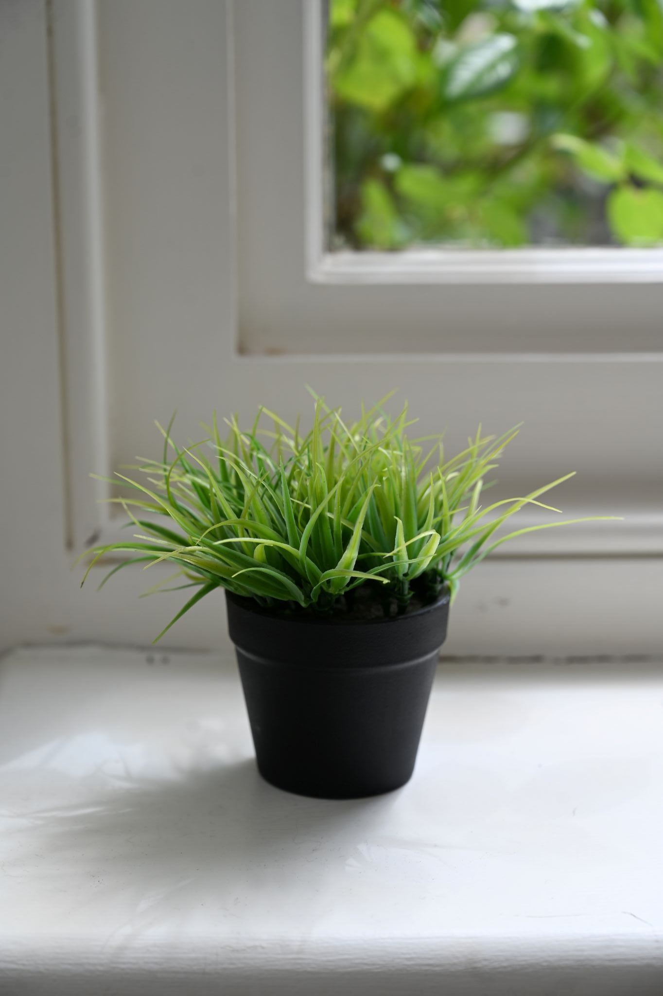 Tiny Faux Ornamental Grass Potted Plant