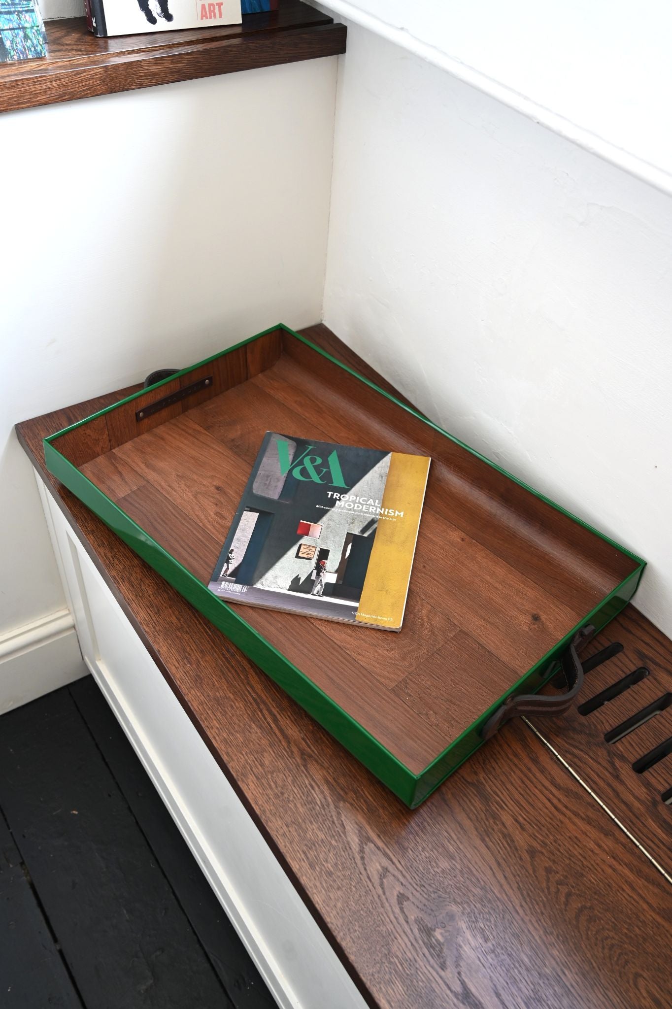 Large Pine Green Coated Serving Tray