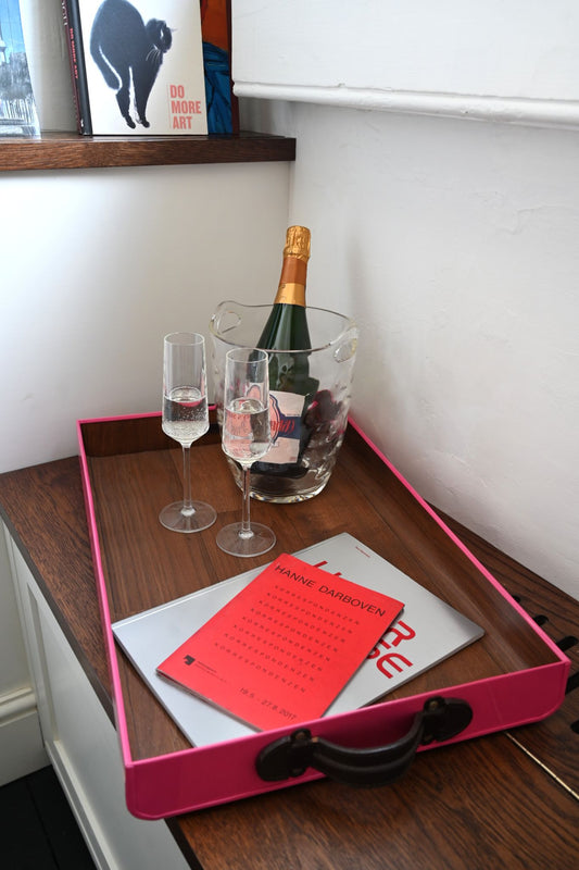 Large Strawberry Pink Coated Serving Tray