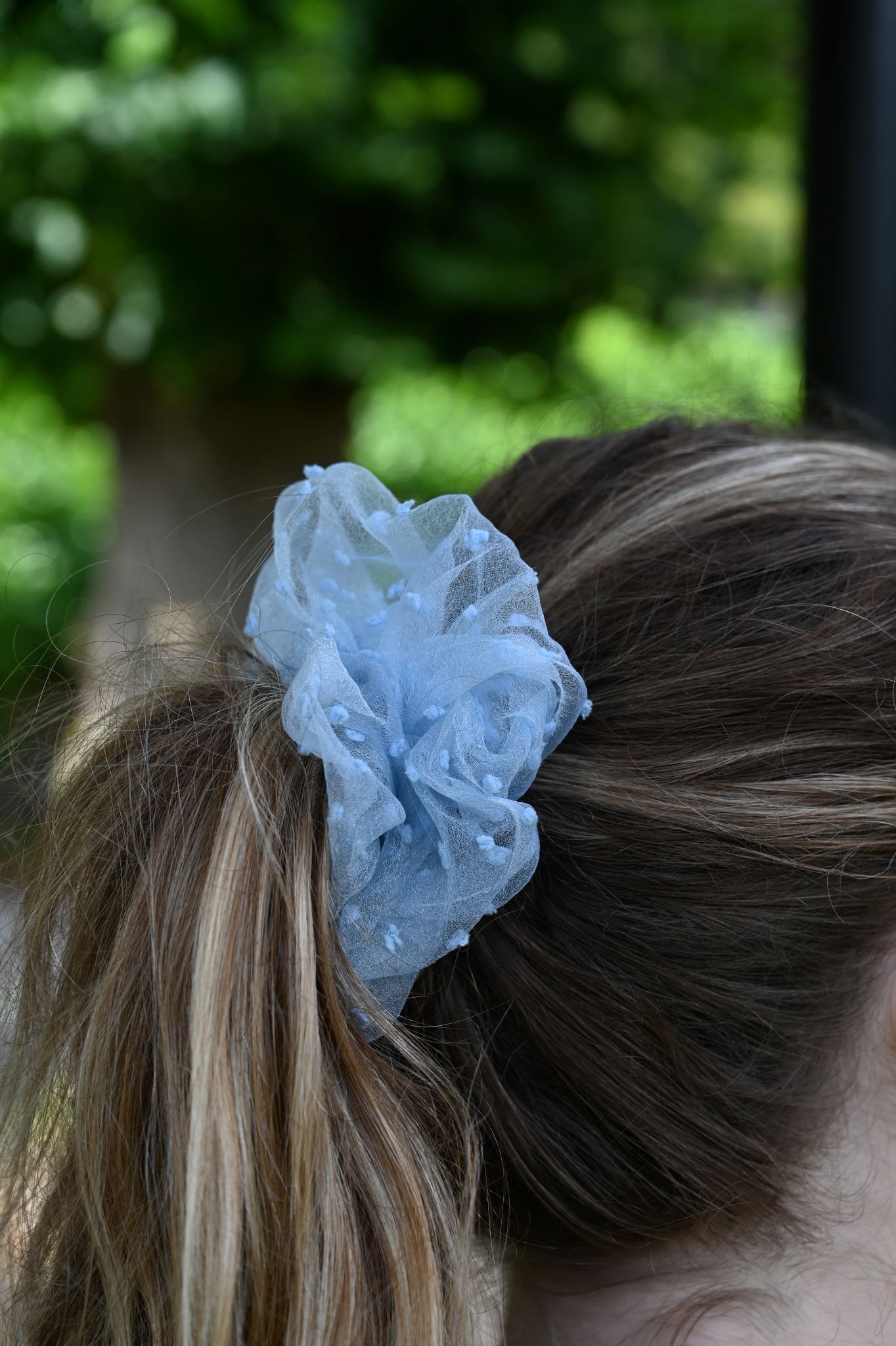 Blue Dotty Tulle Handmade Ballerina Scrunchie