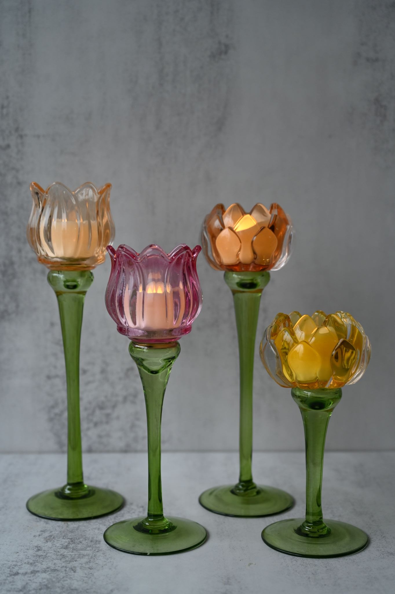 Glass Flower Candle Holders