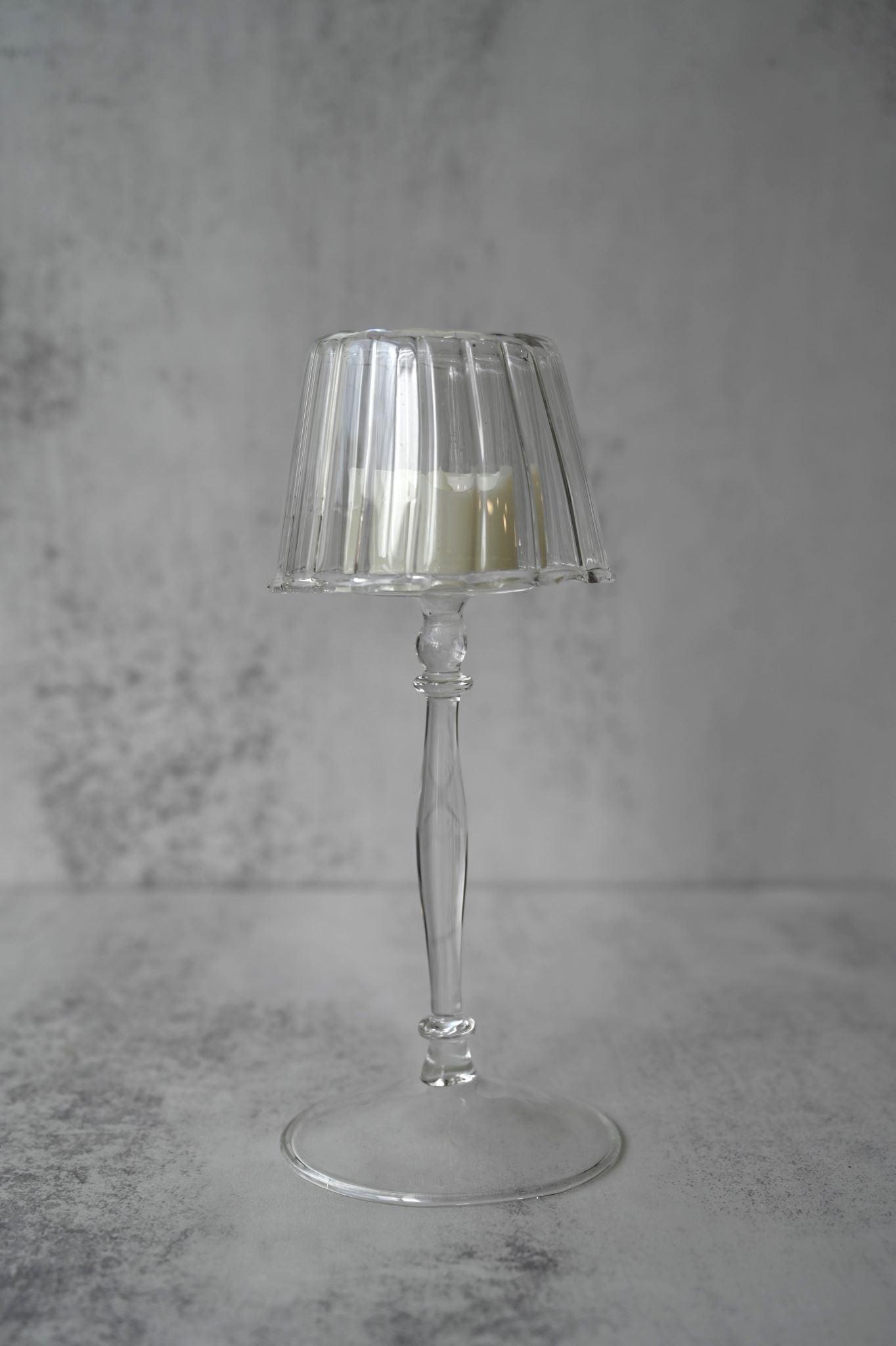 Fluted Clear Glass Lampshade Tea Light Holders (Available in 2 Sizes)