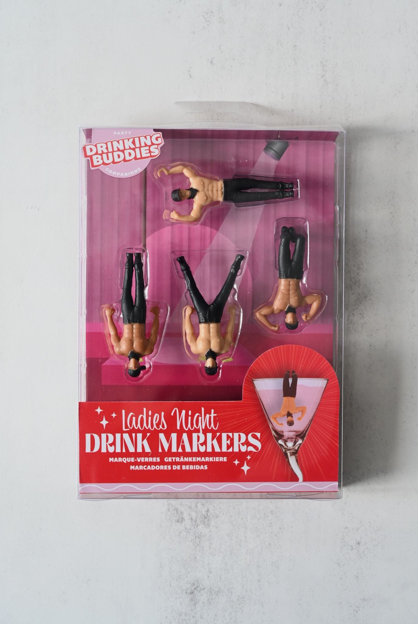 Drinks markers in the shape of shirtless men