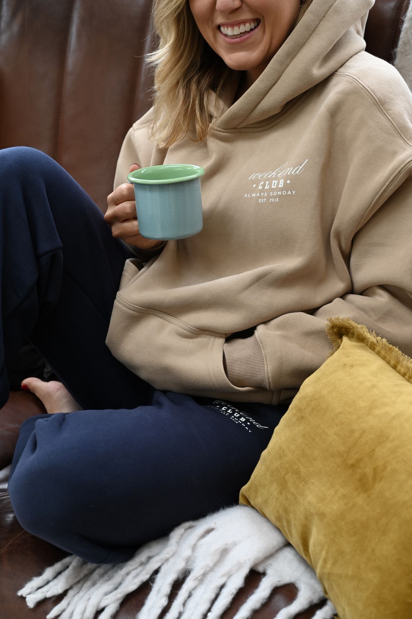 Oat Latte Weekend Club Hooded Sweater