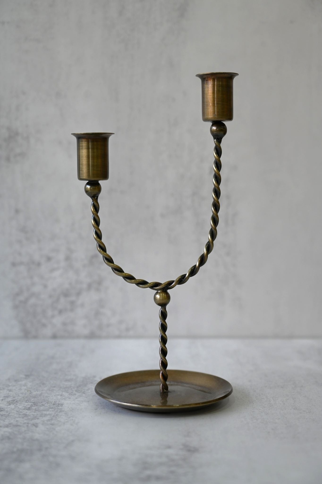 Antique Brass Twisted Candle Holders